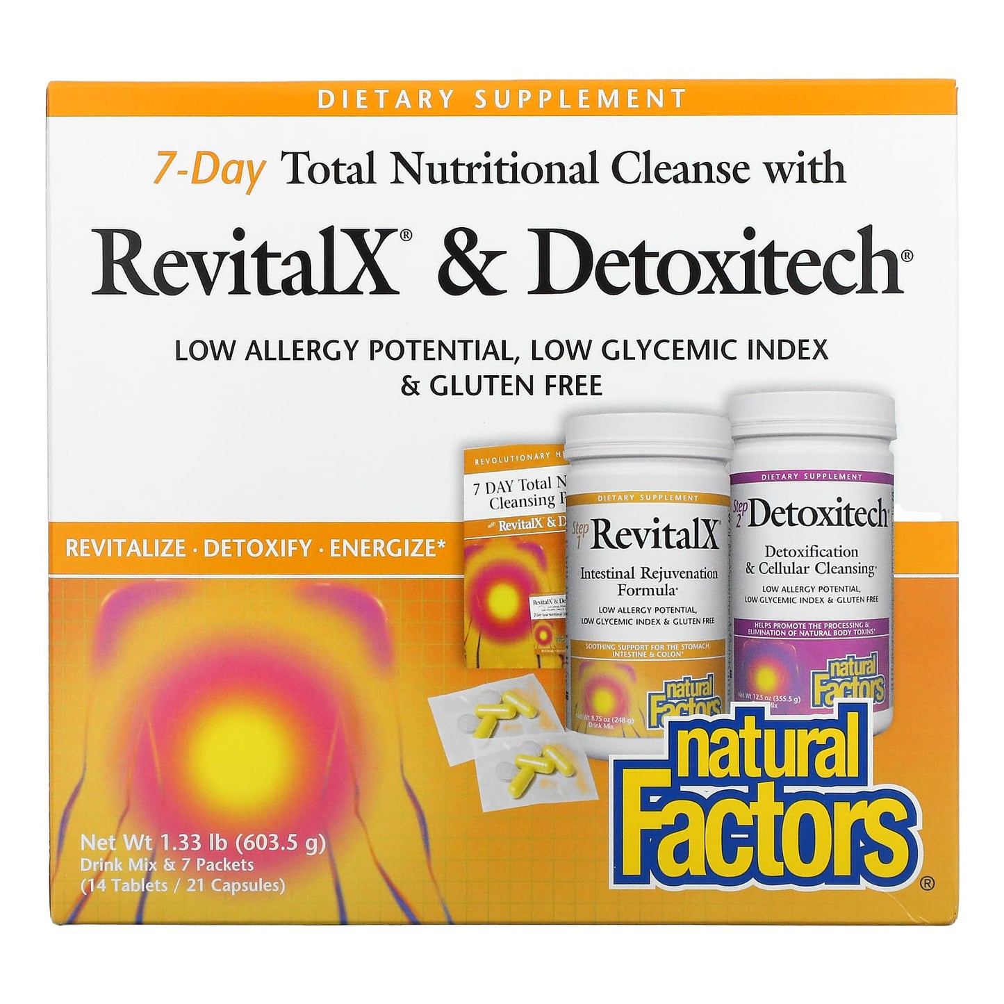 Natural Factors, 7-Day Total Nutritional Cleansing with RevitalX & Detoxitech, 1.33 lb (603.5 g) - Image 1