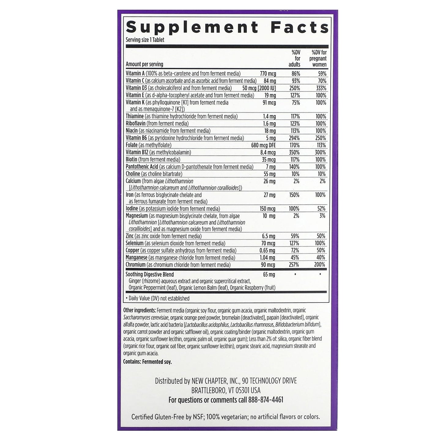 New Chapter, One Daily Prenatal Multivitamin 35+, 90 Vegetarian Tablets - Image 2