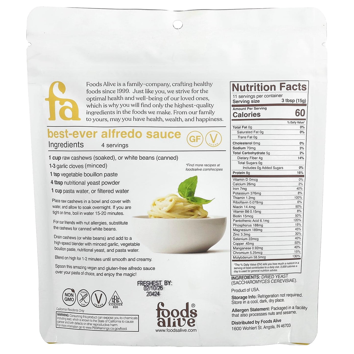 Foods Alive, Nutritional Yeast Flakes, 6 oz (170 g)