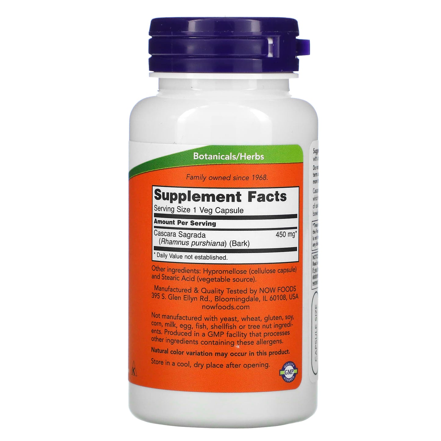 NOW Foods, Cascara Sagrada, 450 mg, 100 Veg Capsules - Image 2