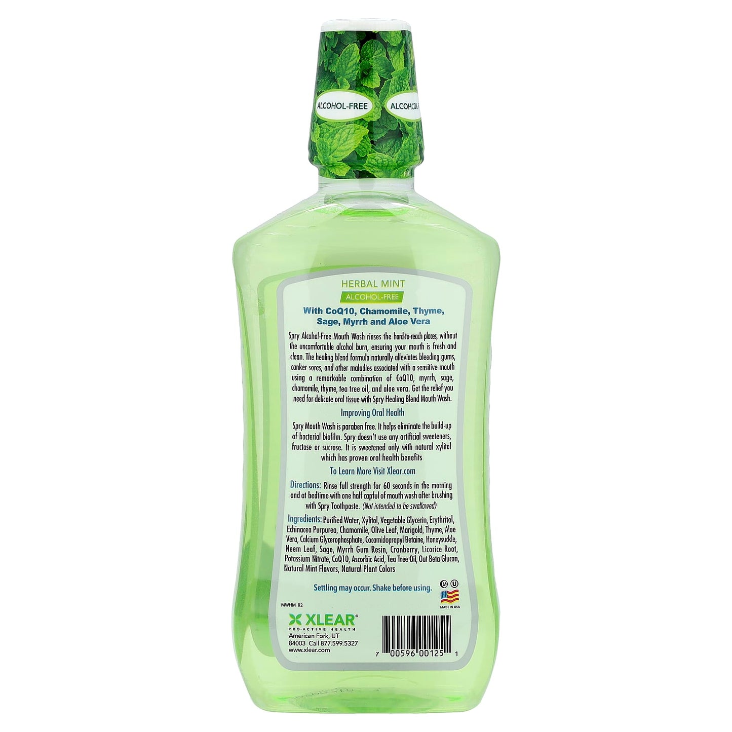 Xlear, Spry® Mouth Wash, Healing Blend, Alcohol-Free, Natural Herbal Mint, 16 fl oz (473 ml) - Image 2