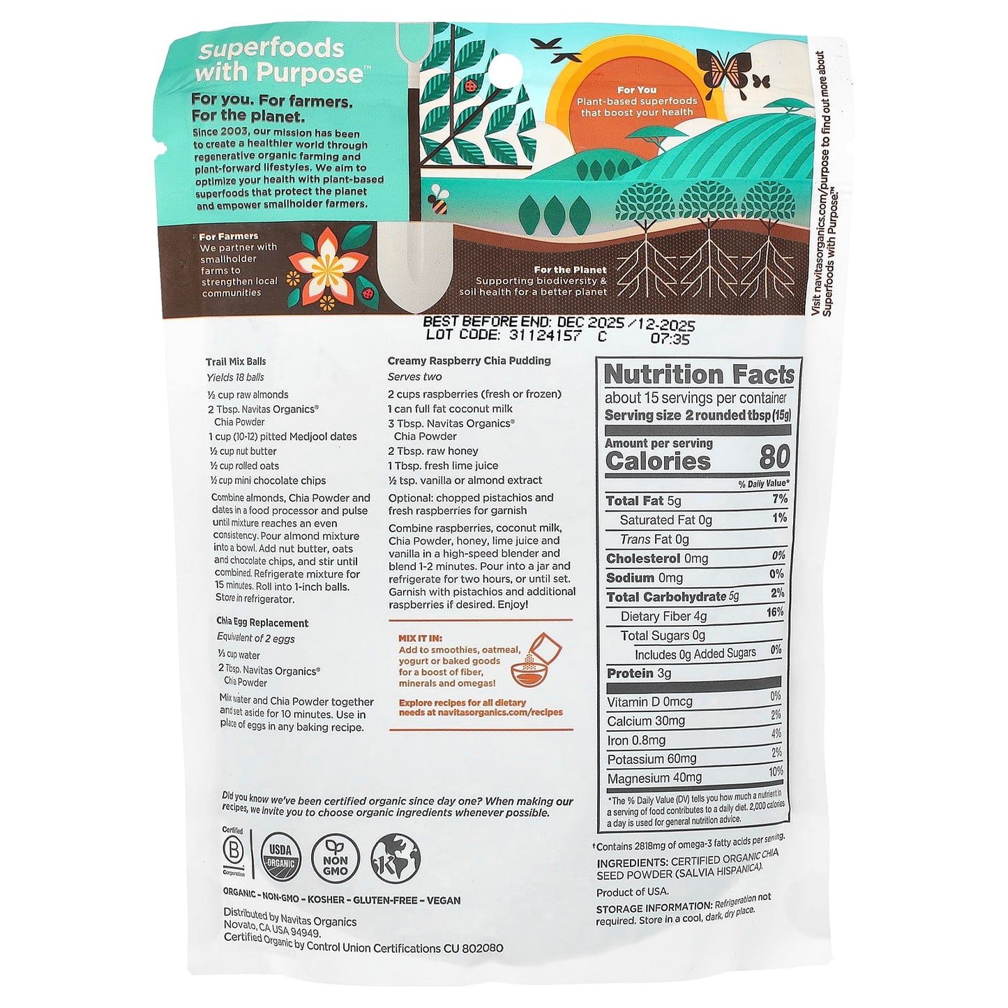 Navitas Organics, Organic Chia Powder, 8 oz (227 g) - Image 2