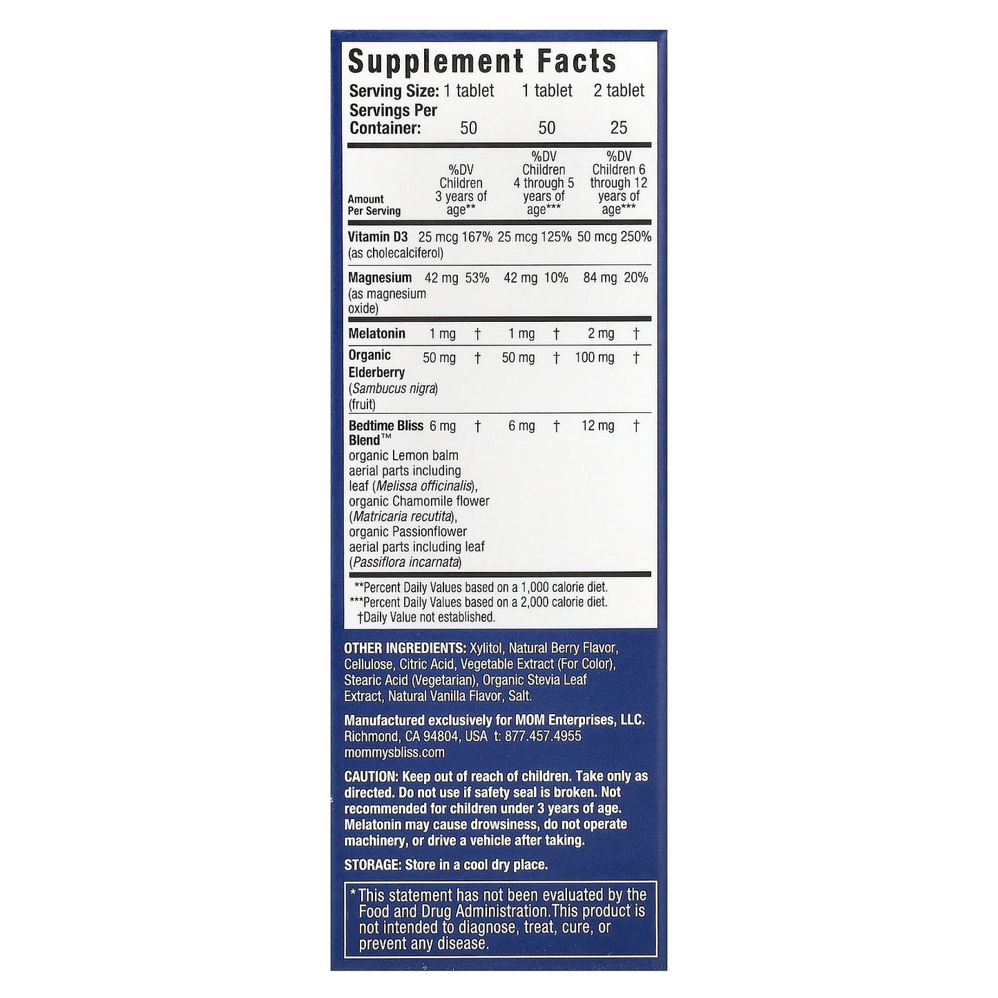 Mommy's Bliss, Kids Sleep Chewable, Melatonin + Immune Support, Age 3 Years+, Mixed Berry, 50 Chewable Tablets - Image 2