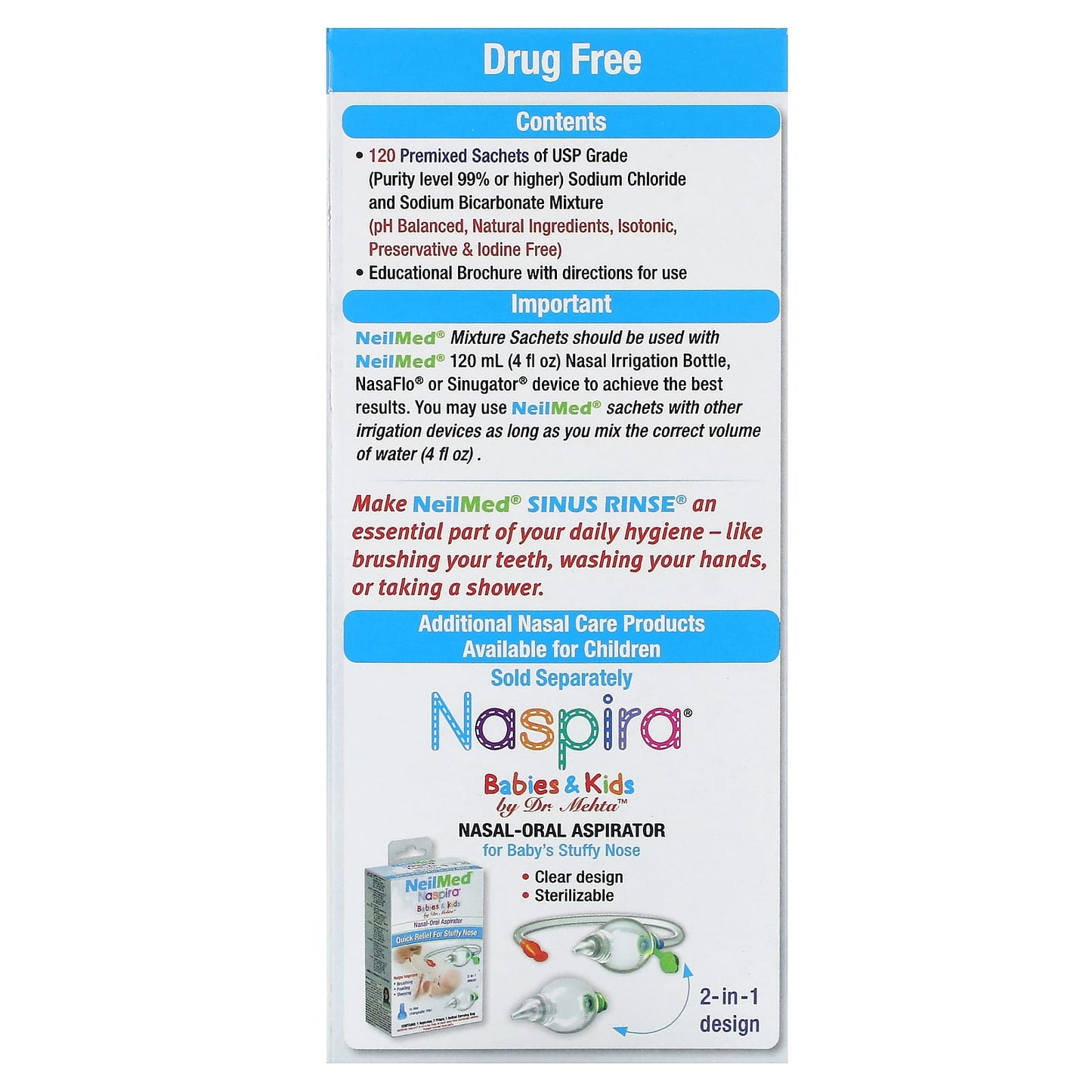 NeilMed, Kids, Sinus Rinse, Ages 2 +, 120 Premixed Sachets, 0.037 oz (1.04 g) Each - Image 2