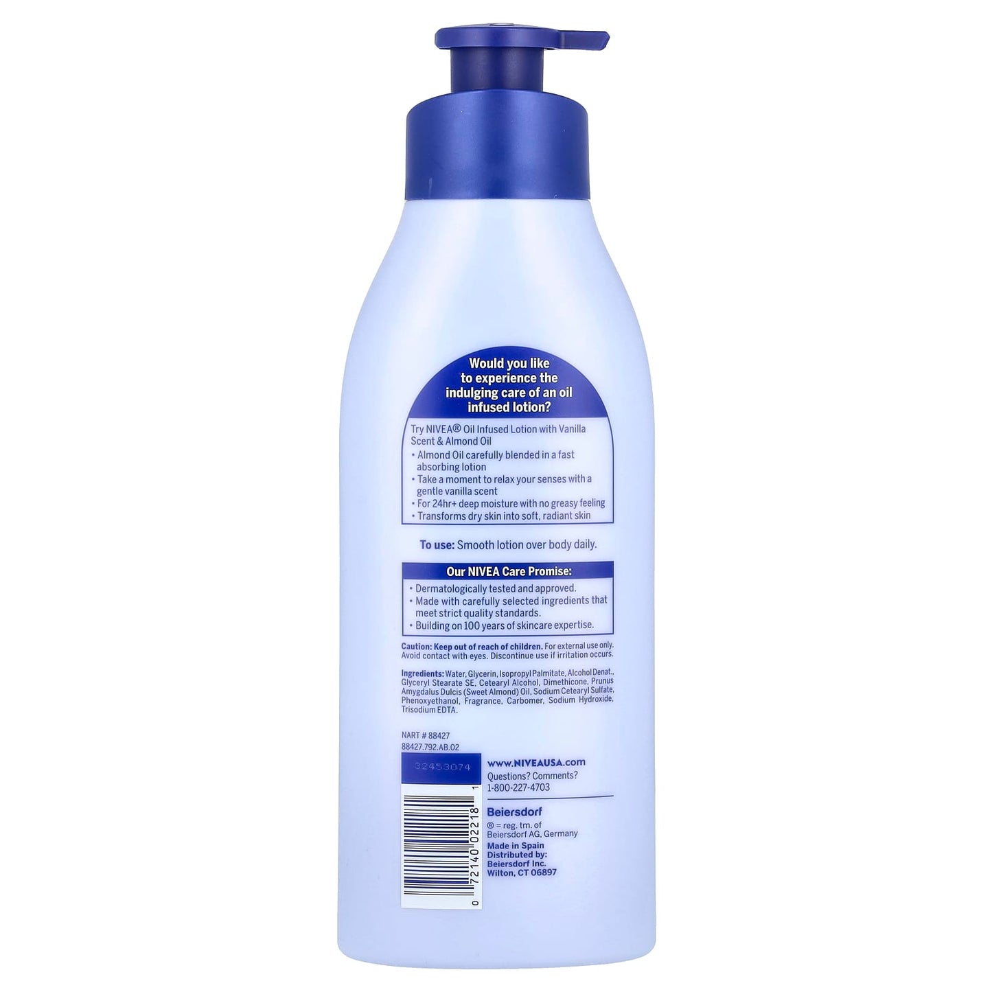 Nivea, Oil Infused Lotion, Vanilla & Almond Oil, 16.9 fl oz (500 ml) - Image 2