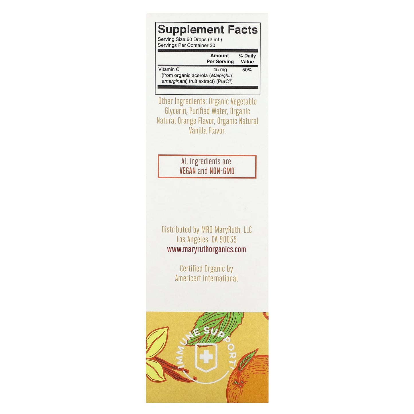 MaryRuth's, Organic Kids Vitamin C Liquid Drops, 4-13 Years, Orange Vanilla, 45 mg, 2 fl oz (60 ml) - Image 2