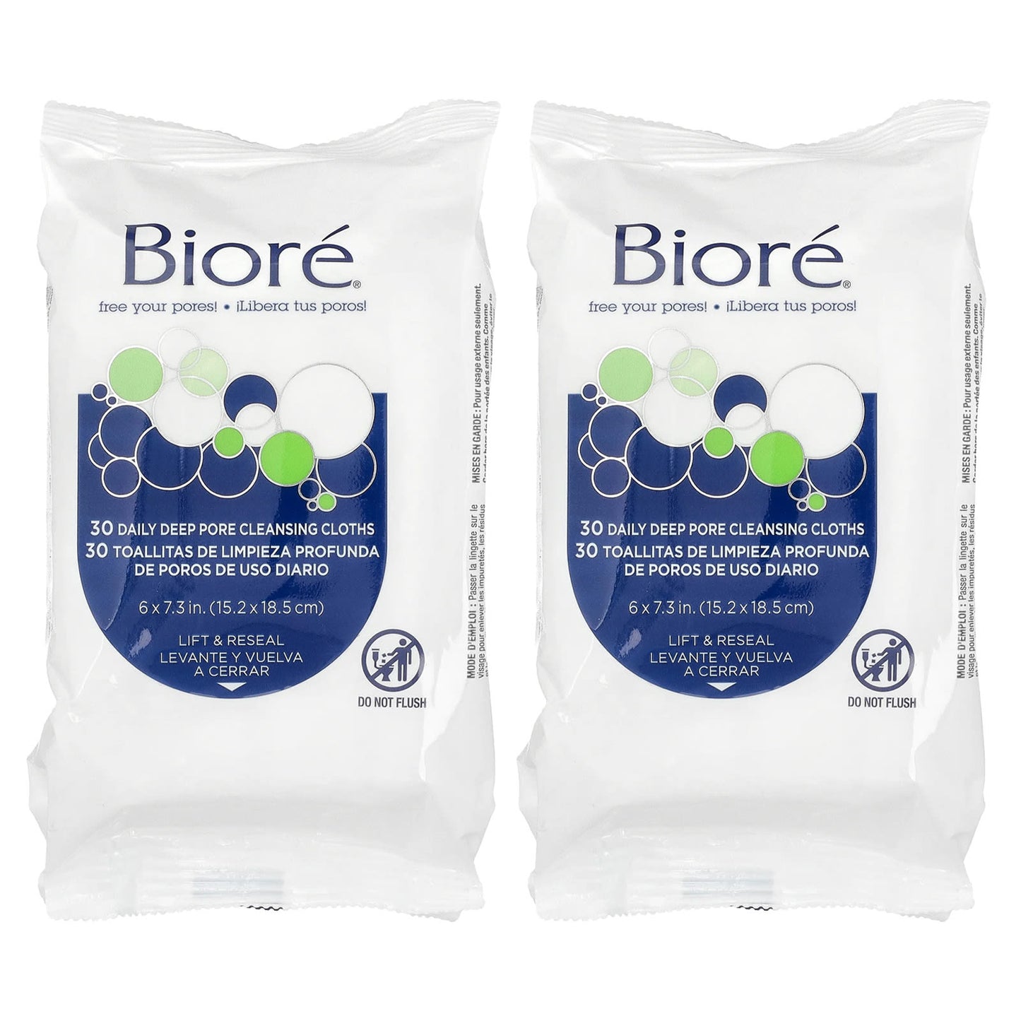 Daily Deep Pore Cleansing Cloths by Biore - 60 Pre-Moistened Wipes - Image 1
