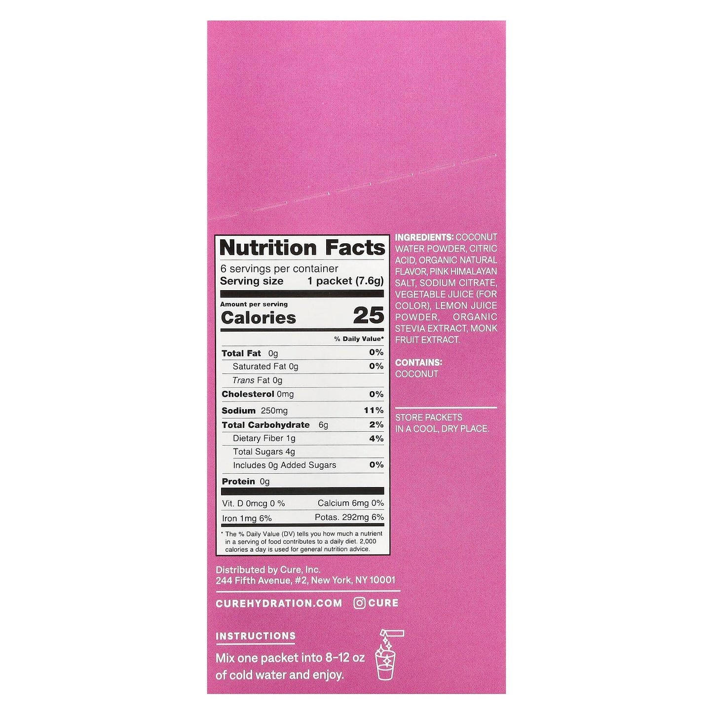 Cure Hydration Fruit Punch Electrolyte Drink Mix for Kids 6 Packets - Image 2
