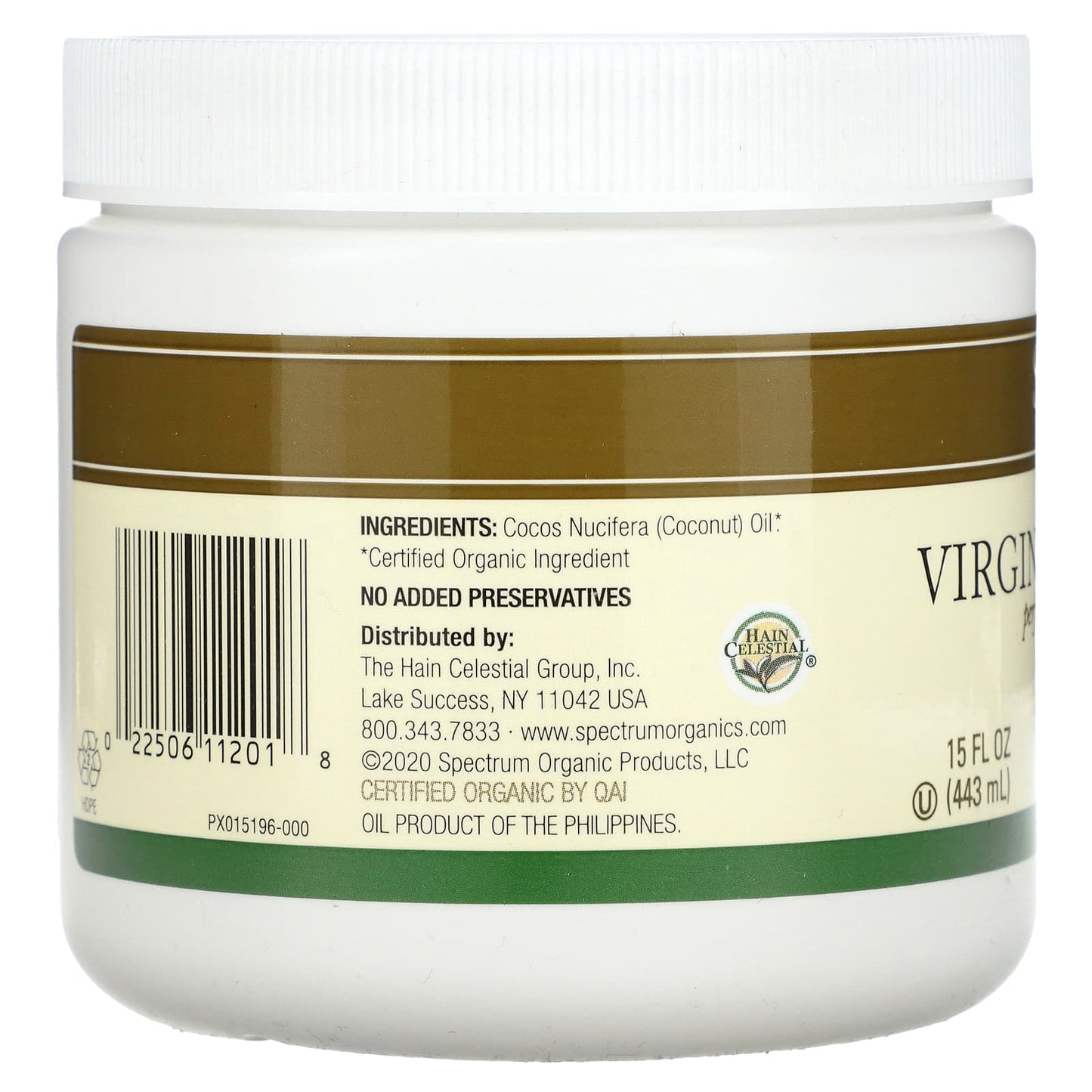 Spectrum Essentials, Organic Unrefined Virgin Coconut Oil, 15 fl oz (443 ml) - Image 2