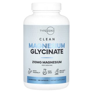 Magnesium Glycinate Supplement by TypeZero - 180 Capsules