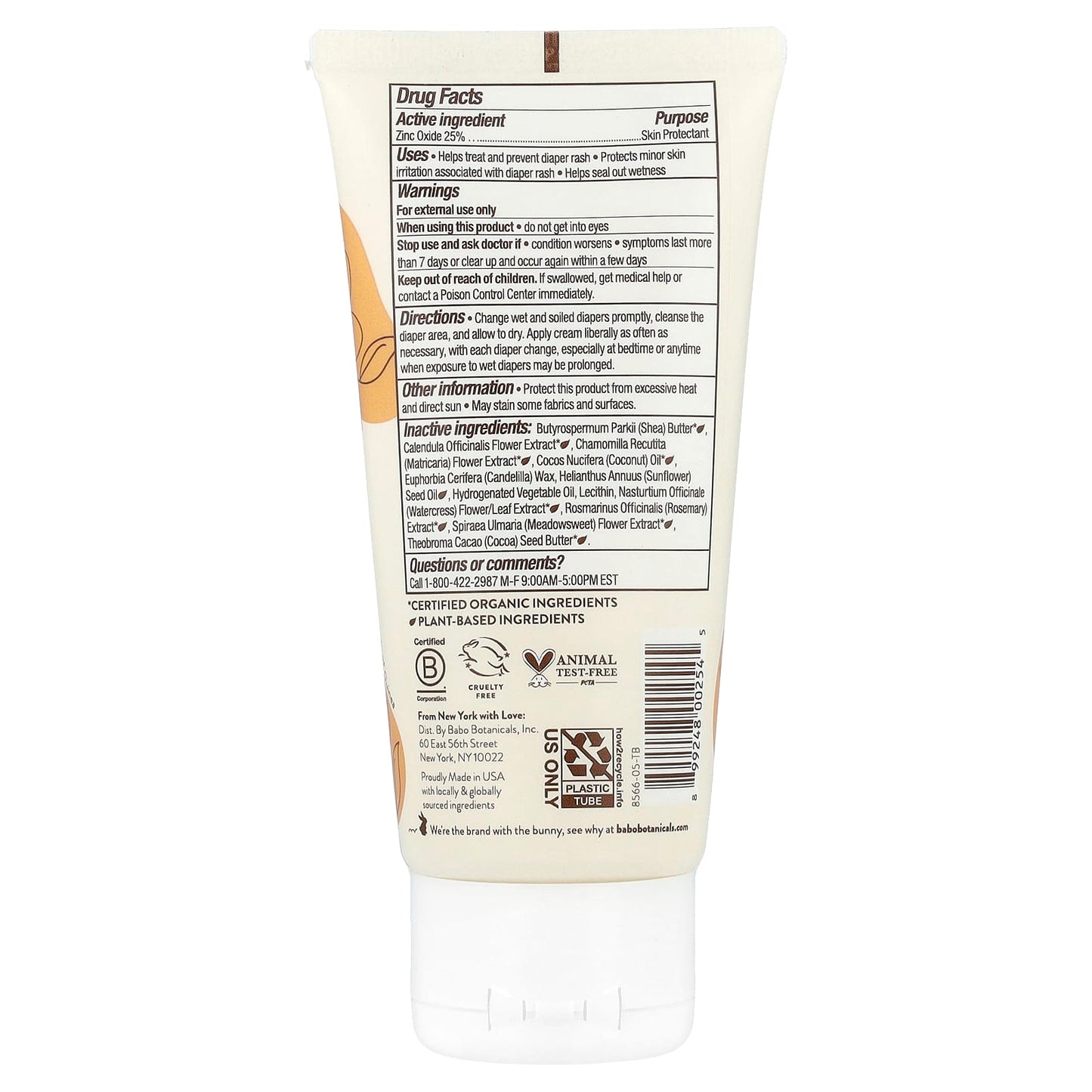 Fragrance Free Diaper Rash Cream for Sensitive Skin by Babo Botanicals, 3 oz - Image 2