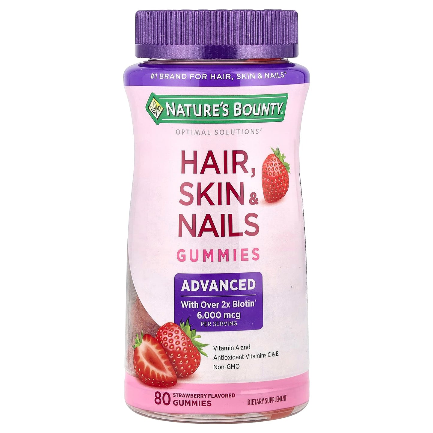 Nature's Bounty, Advanced Hair, Skin, & Nails Gummies, Strawberry, 80 Gummies - Image 1
