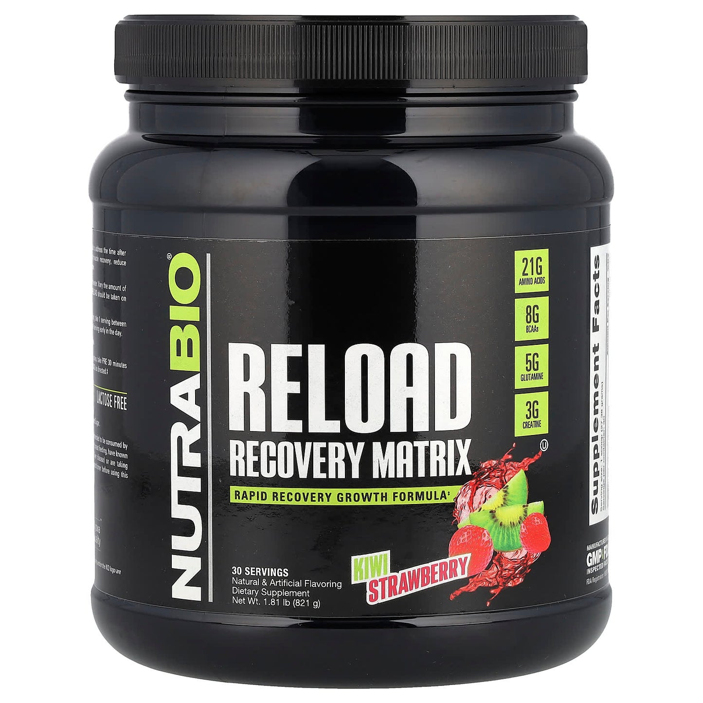 NutraBio, Reload Recovery Matrix, Kiwi Strawberry, 1.81 lb (821 g) - Image 1