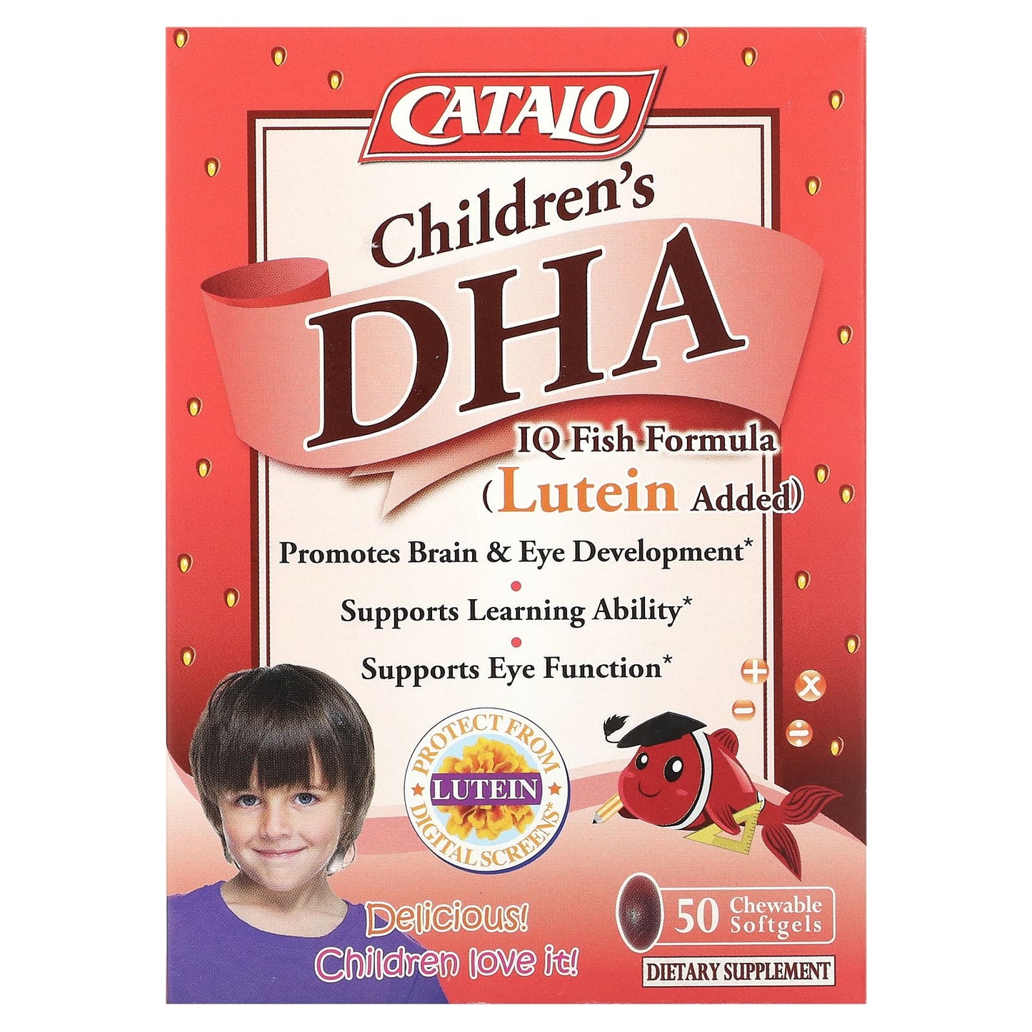 CATALO Kids DHA IQ Omega-3 Softgels with Lutein, Strawberry - Image 1