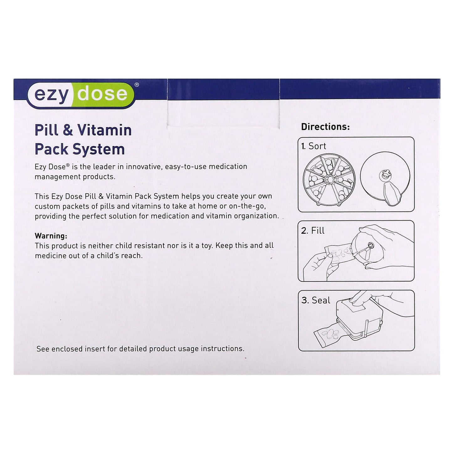 Ezy Dose Pill & Vitamin Pack System, Customizable Medication Organizer - Image 2