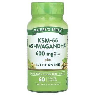 Nature's Truth KSM-66 Ashwagandha Plus L-Theanine, 60 Capsules - Stress Relief &