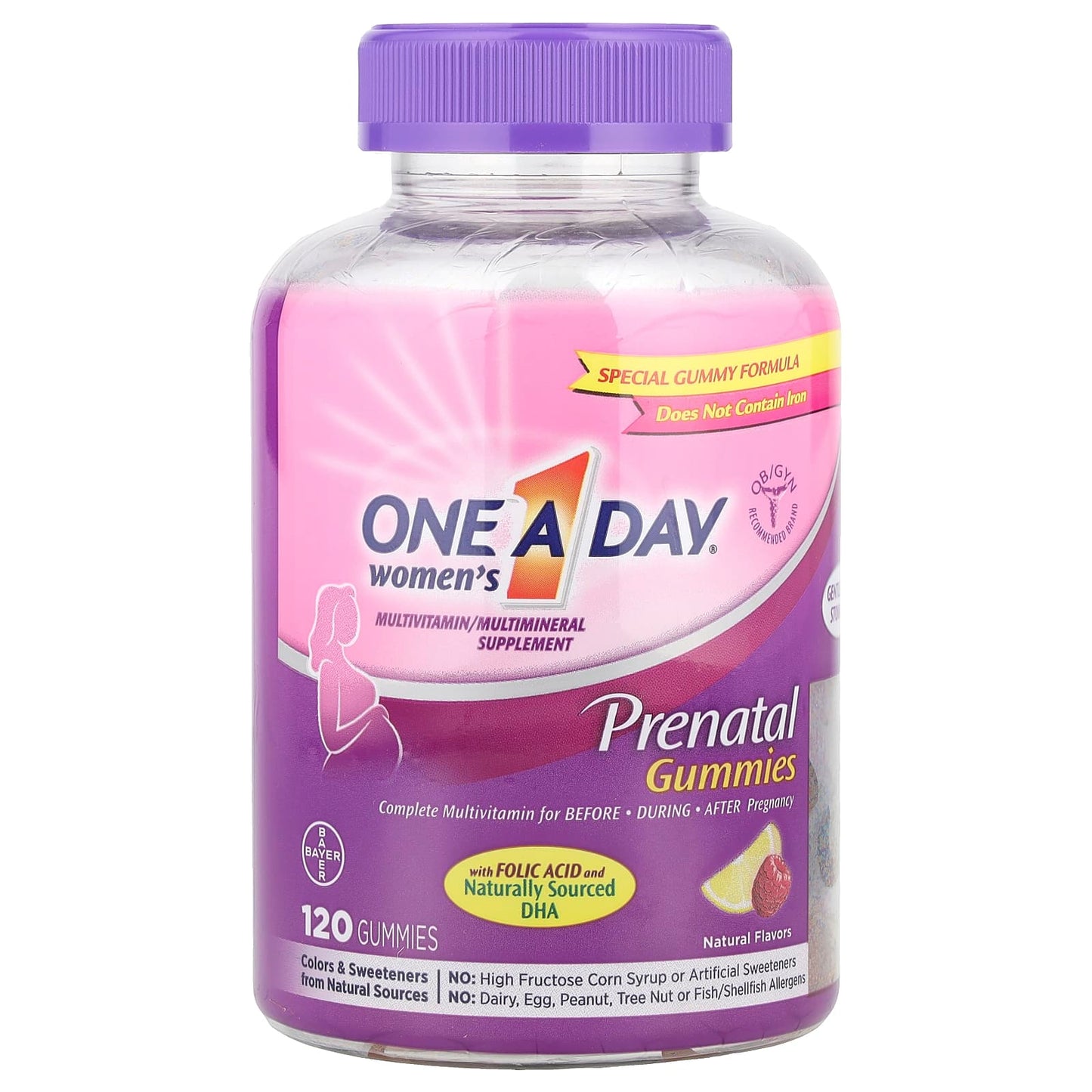 One-A-Day, Women's Prenatal Gummies with Folic Acid and DHA, 120 Gummies - Image 1