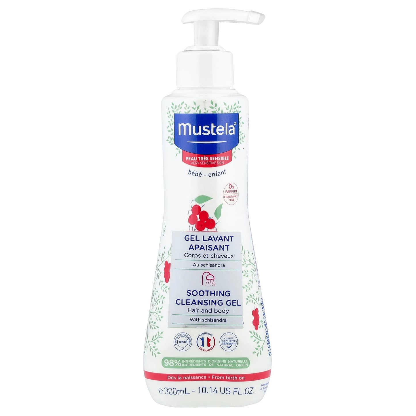 Mustela, Soothing Cleansing Gel with Schisandra, Fragrance Free, 10.14 fl oz (300 ml) - Image 1