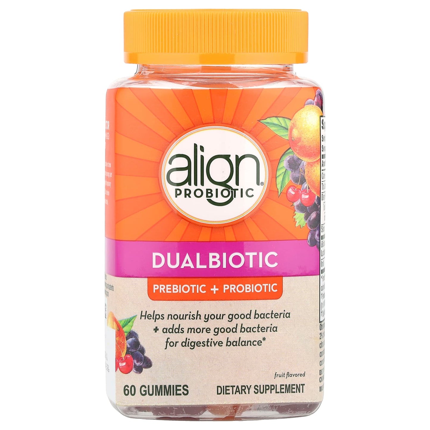Align Probiotics Dualbiotic Gummies, Prebiotic + Probiotic, 60 Fruit Chews - Image 1