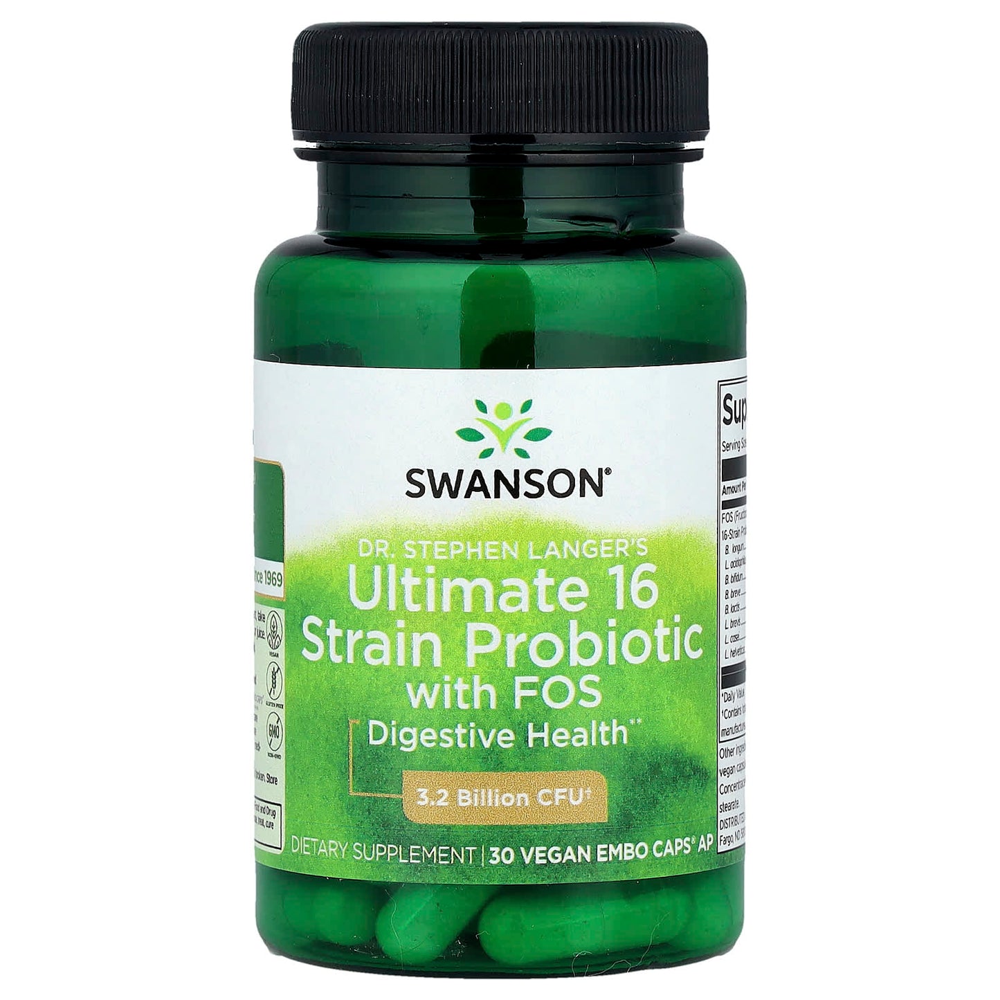 Swanson, Dr. Stephen Langer's Ultimate 16 Strain Probiotic with FOS, 30 Vegan EMBO Caps® AP - Image 1
