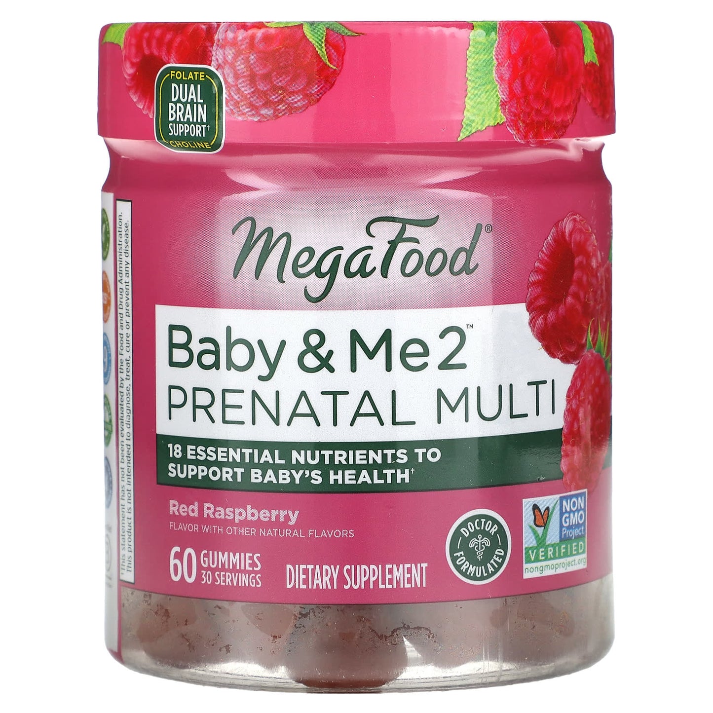 MegaFood, Baby & Me 2, Prenatal Multi, Red Raspberry, 60 Gummies - Image 1