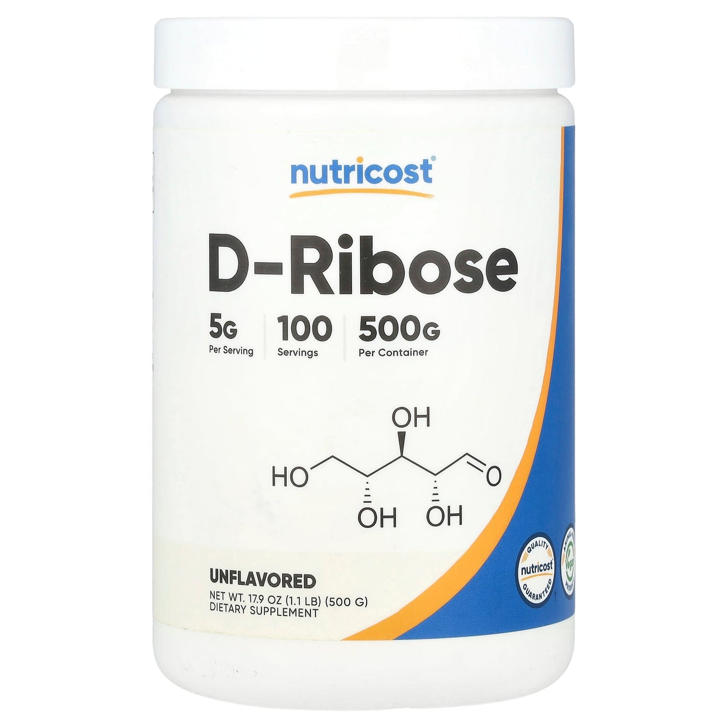 Nutricost, D-Ribose, Unflavored, 17.9 oz (500 g) - Image 1