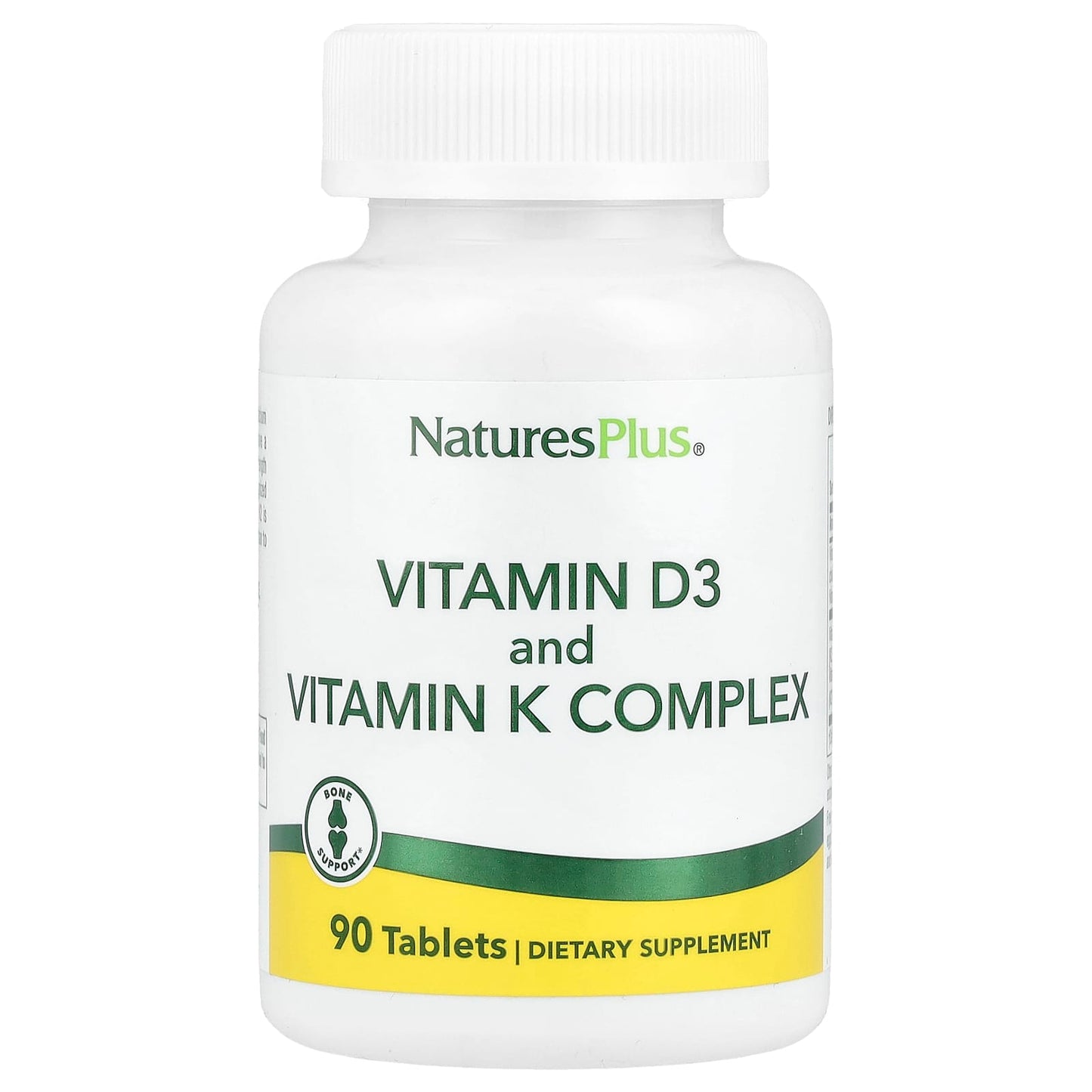 NaturesPlus, Vitamin D3 and Vitamin K Complex, 90 Tablets - Image 1