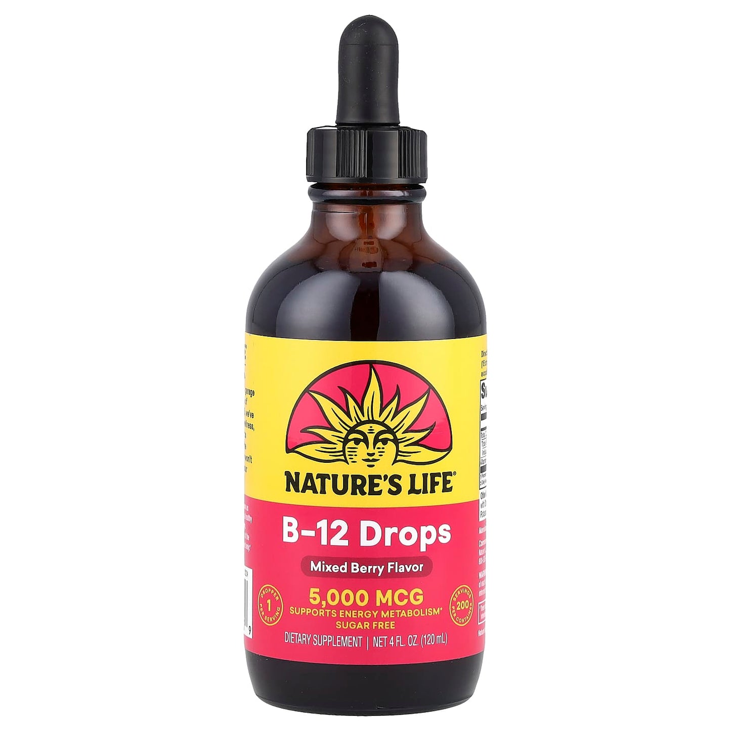 Nature's Life, B-12 Drops, Mixed Berry, 5,000 mcg, 4 fl oz (120 ml) - Image 1