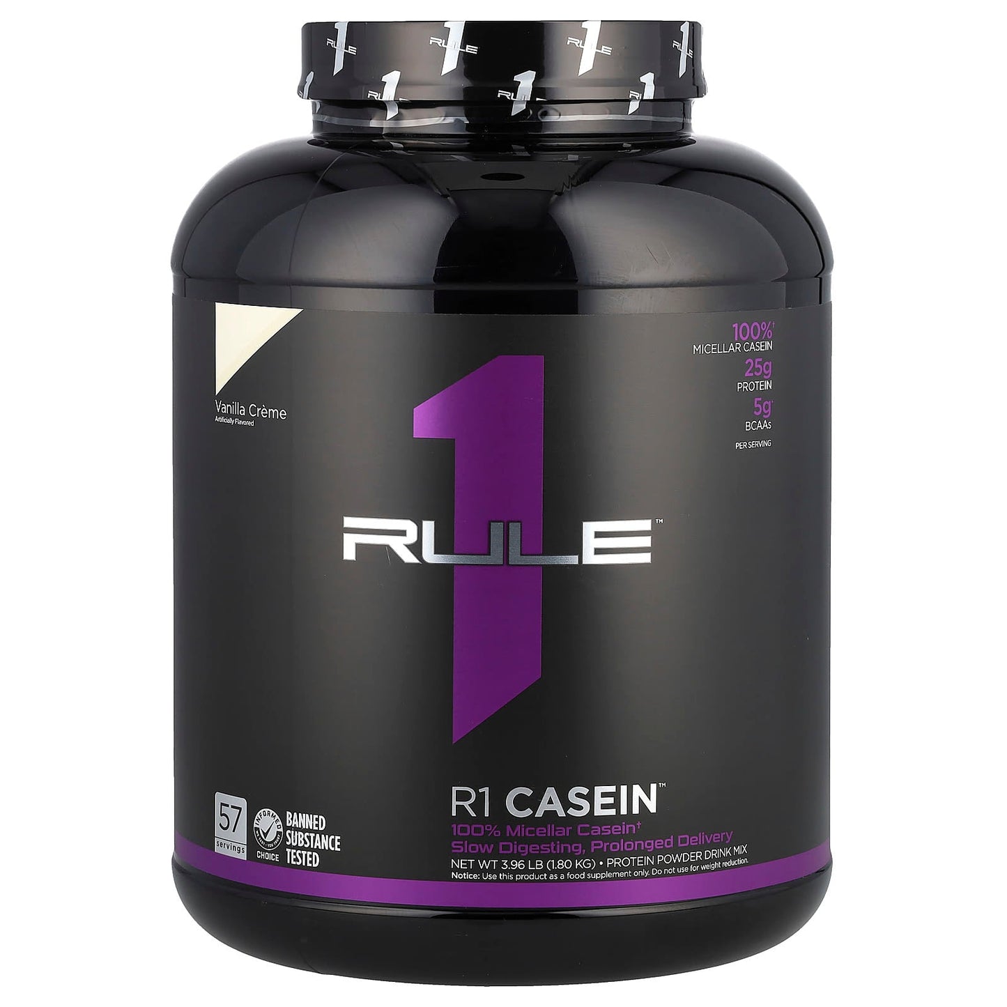 Rule One Proteins, R1 Casein, Protein Powder Drink Mix, Vanilla Creme, 3.96 lbs (1.80 kg) - Image 1