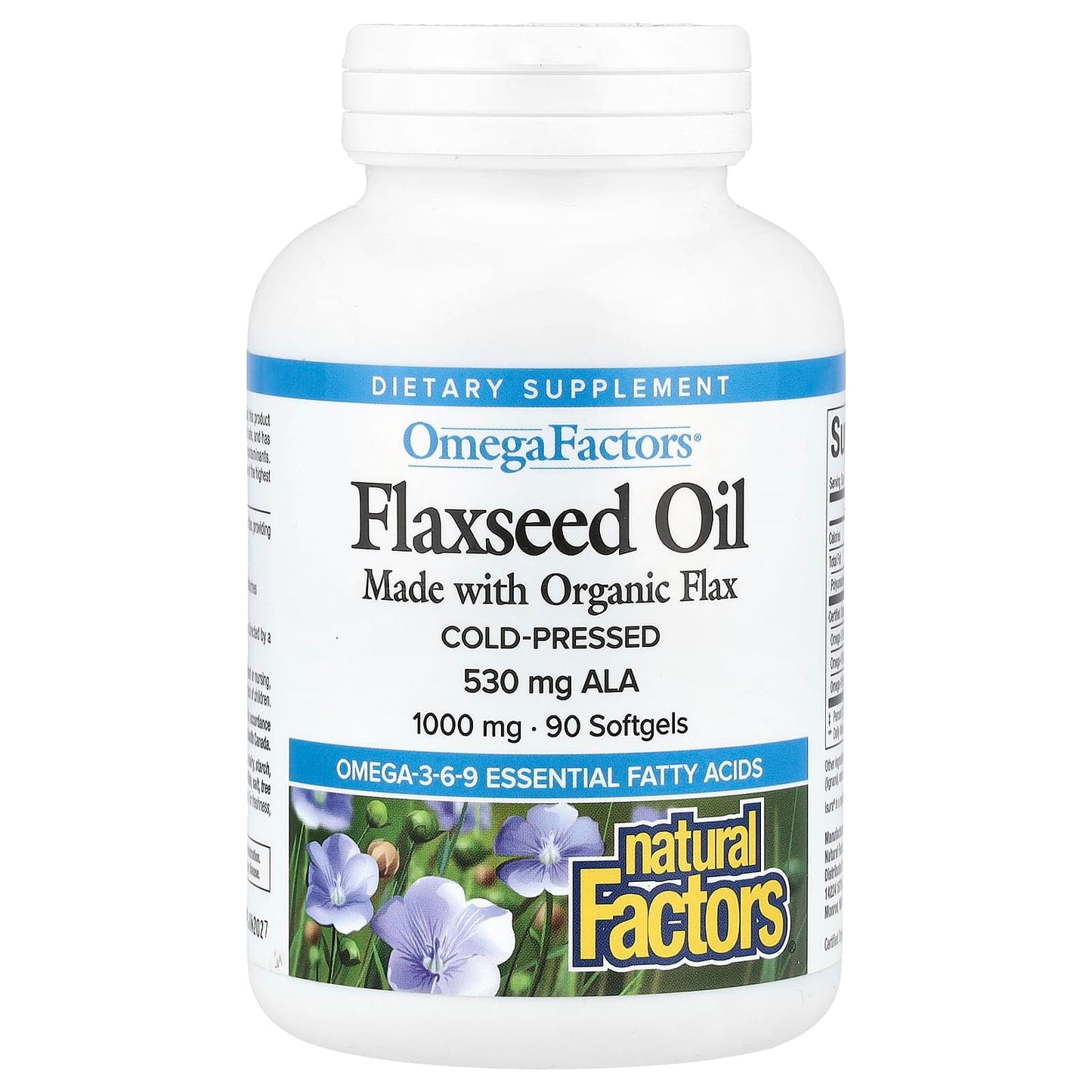 Natural Factors, OmegaFactors, Flaxseed Oil, 1,000 mg, 90 Softgels