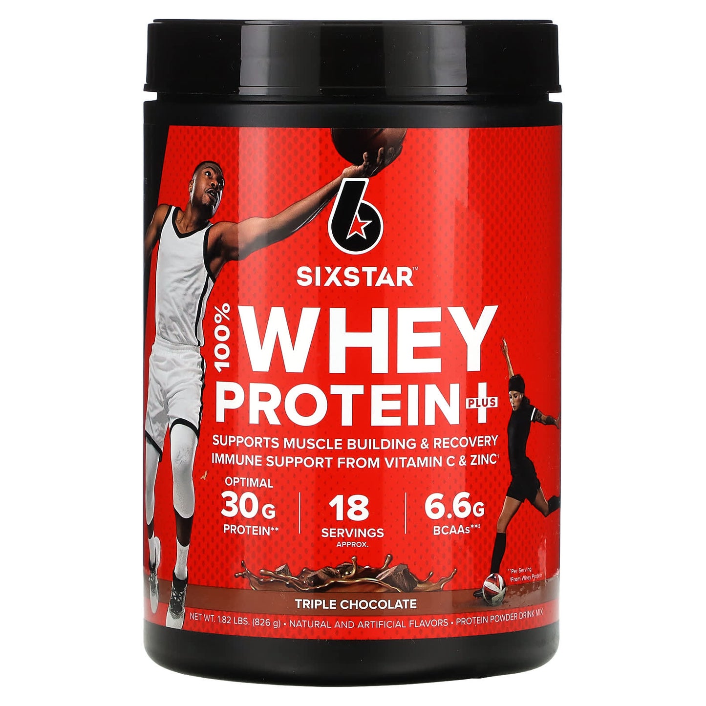 SIXSTAR, 100% Whey Protein Plus, Triple Chocolate, 1.82 lbs (826 g) - Image 1