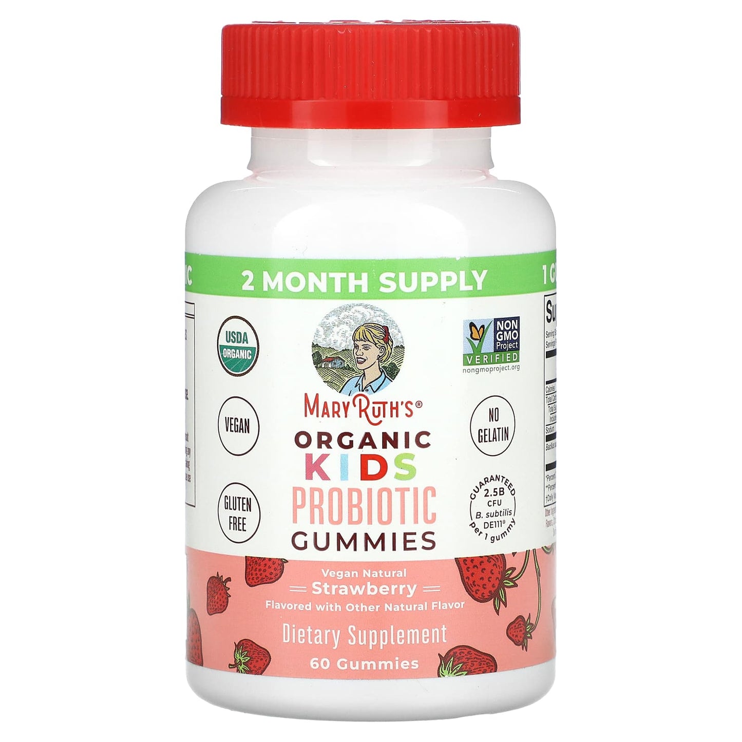 MaryRuth's, Organic Kids Probiotic Gummies, Strawberry, 60 Gummies - Image 1