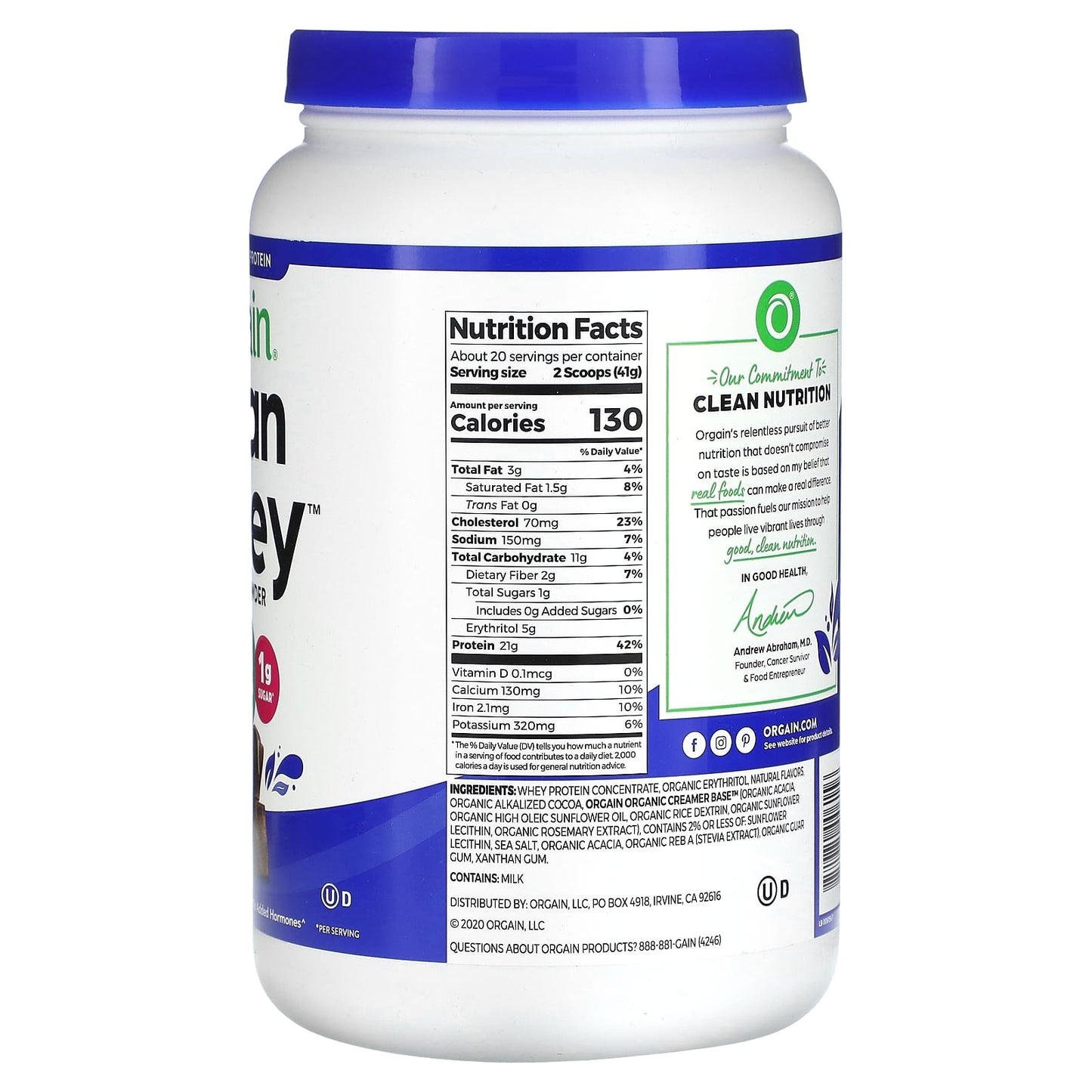 Orgain, Grass-Fed Whey Protein, Clean Whey Protein Powder, Creamy Chocolate Fudge, 1.82 lbs (828 g) - Image 2