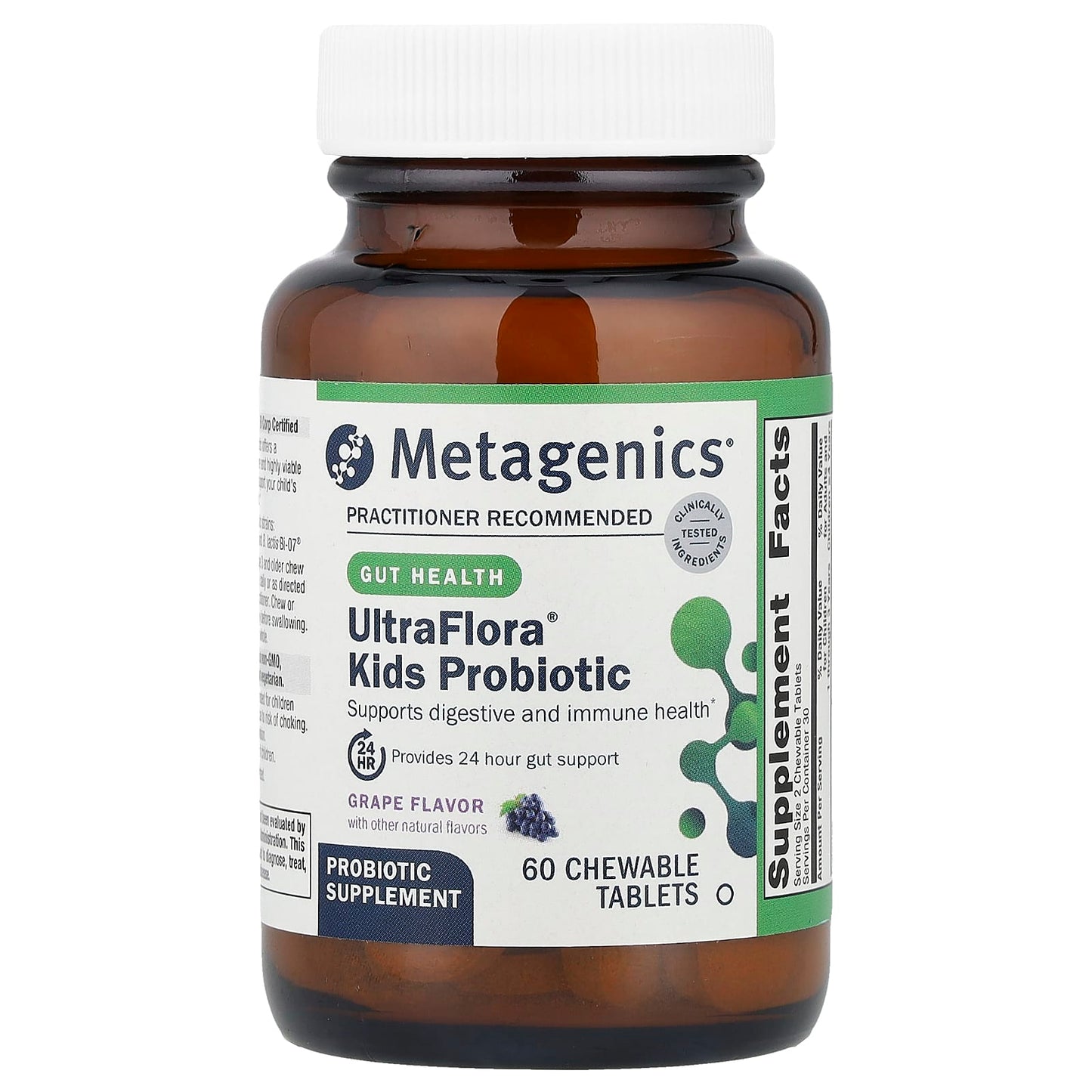 Metagenics, UltraFlora® Kids Probiotic, Grape, 60 Chewable Tablets - Image 1