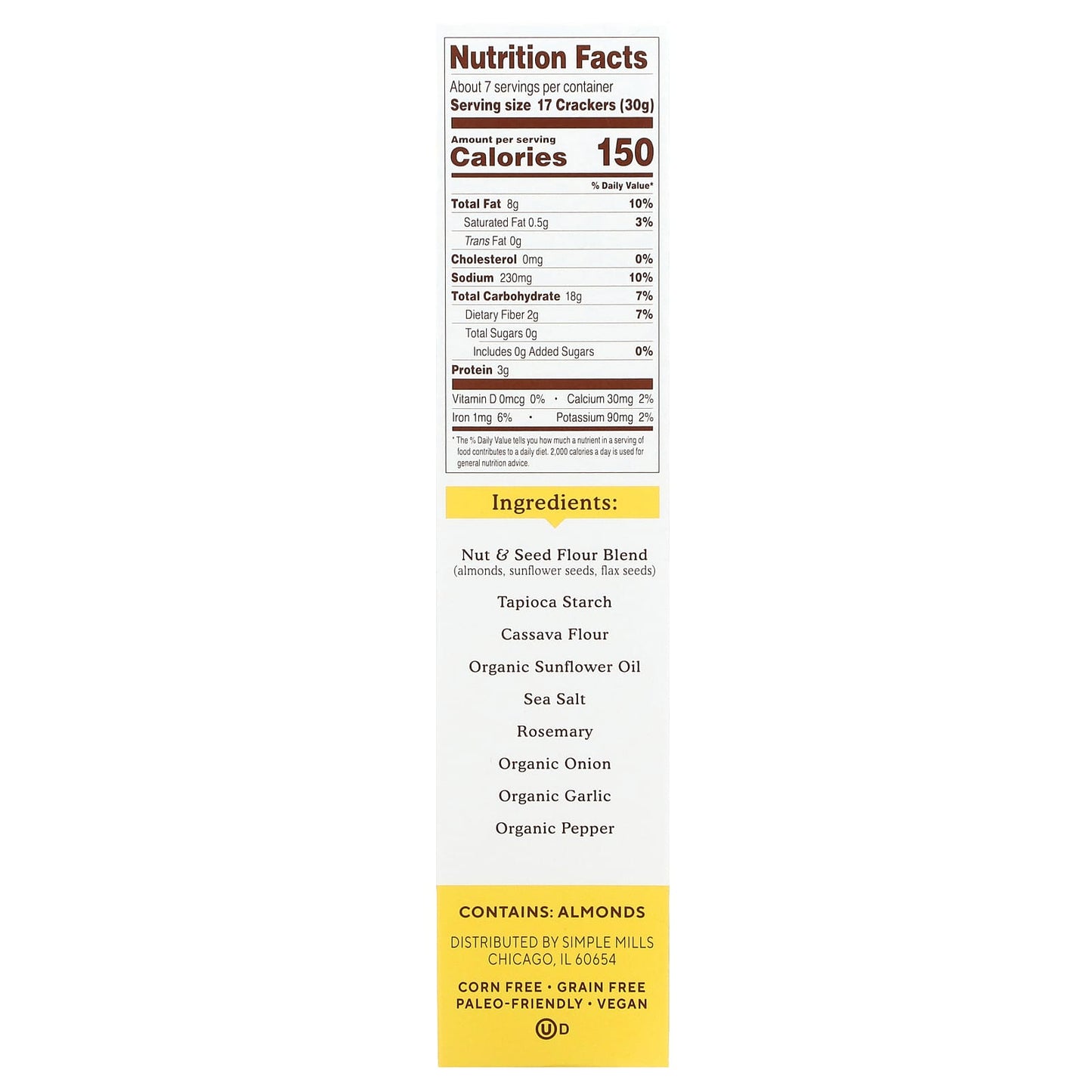 Simple Mills, Almond Flour Crackers, Rosemary & Sea Salt, Family Size, 7 oz (199 g) - Image 2