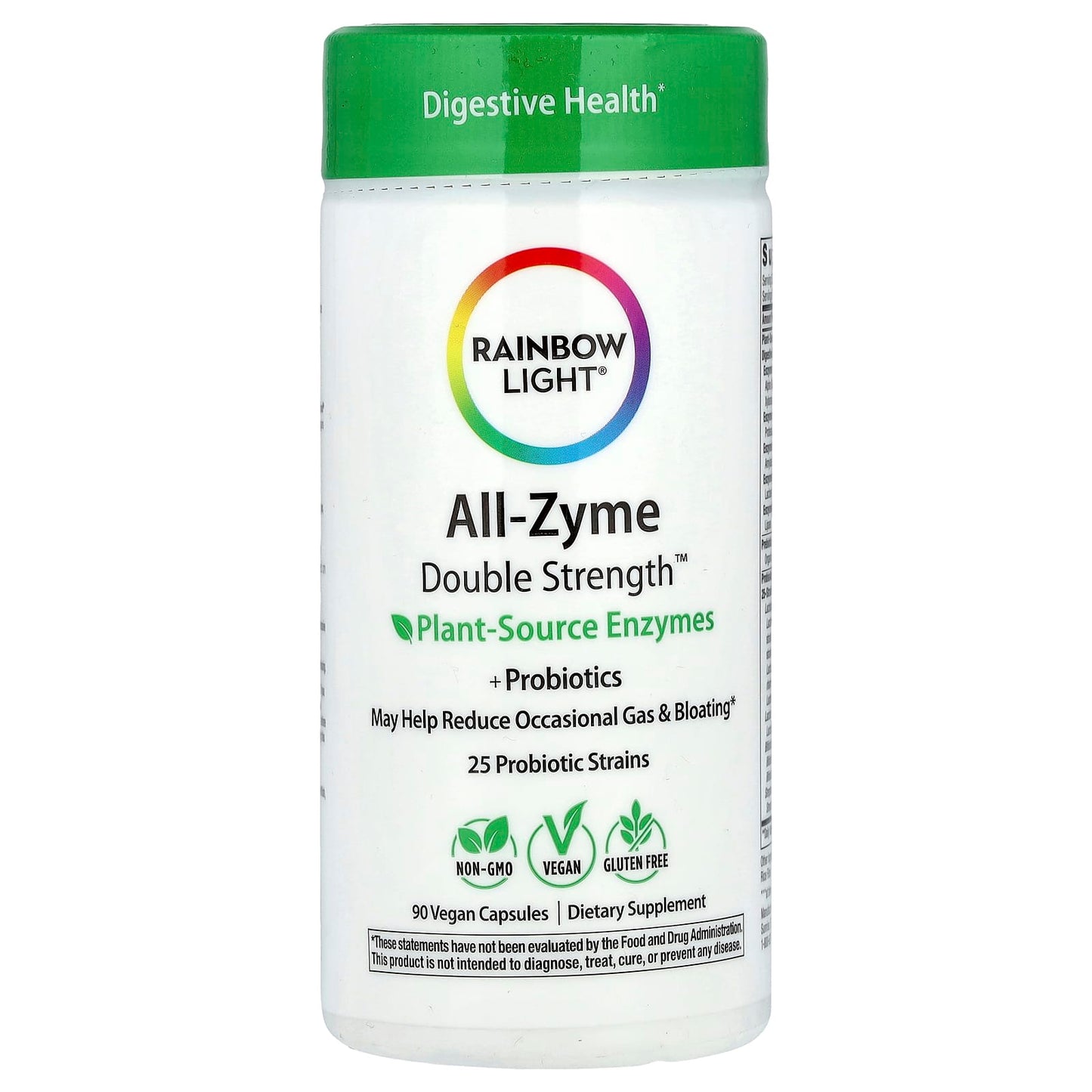 Rainbow Light, All-Zyme Double Strength™, Plant Source Enzymes +Probiotics, 90 Vegan Capsules - Image 1