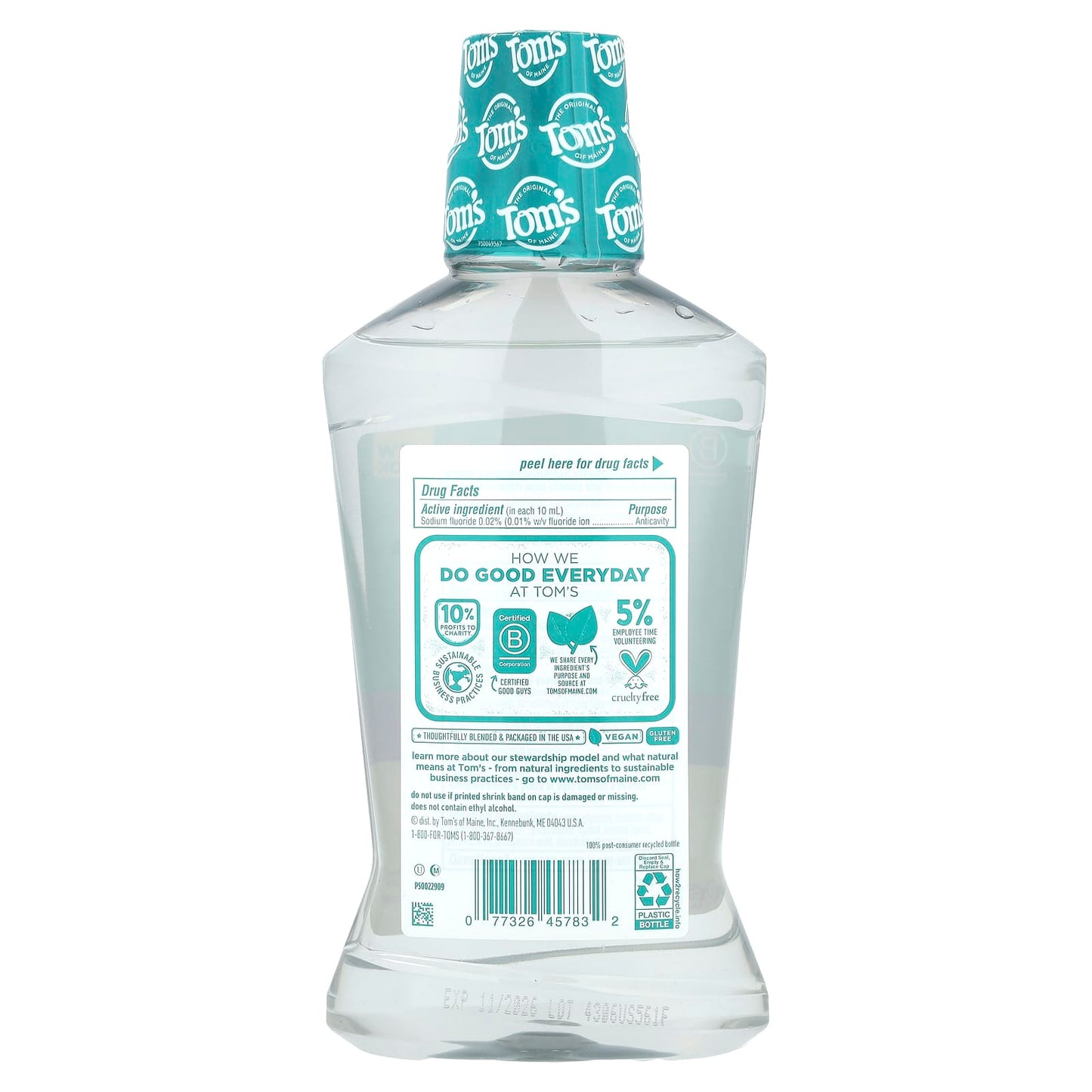 Tom's of Maine, Whole Care®, Anticavity Mouthwash, Fresh Mint, 16 fl oz (473 ml) - Image 2
