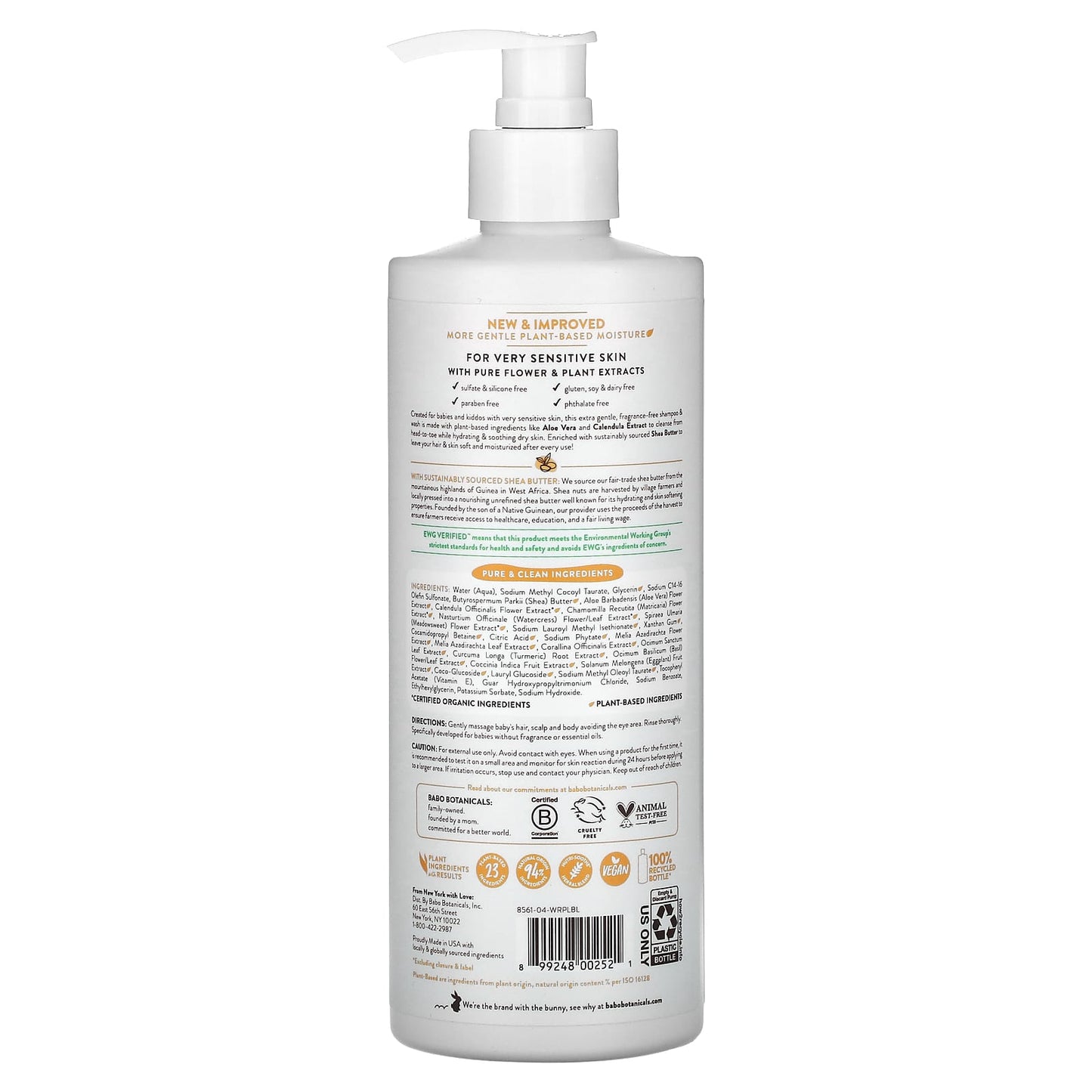 Fragrance-Free Sensitive Baby Shampoo & Wash by Babo Botanicals - Image 2