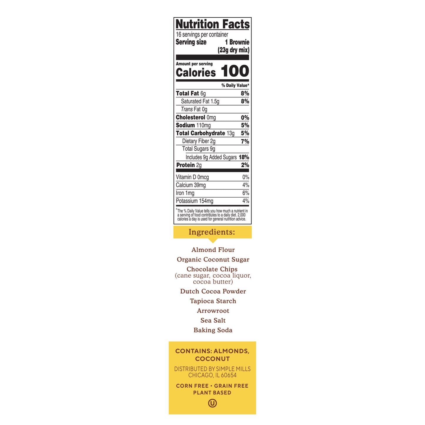 Simple Mills, Almond Flour Baking Mix, Brownie, 12.9 oz (368 g) - Image 2