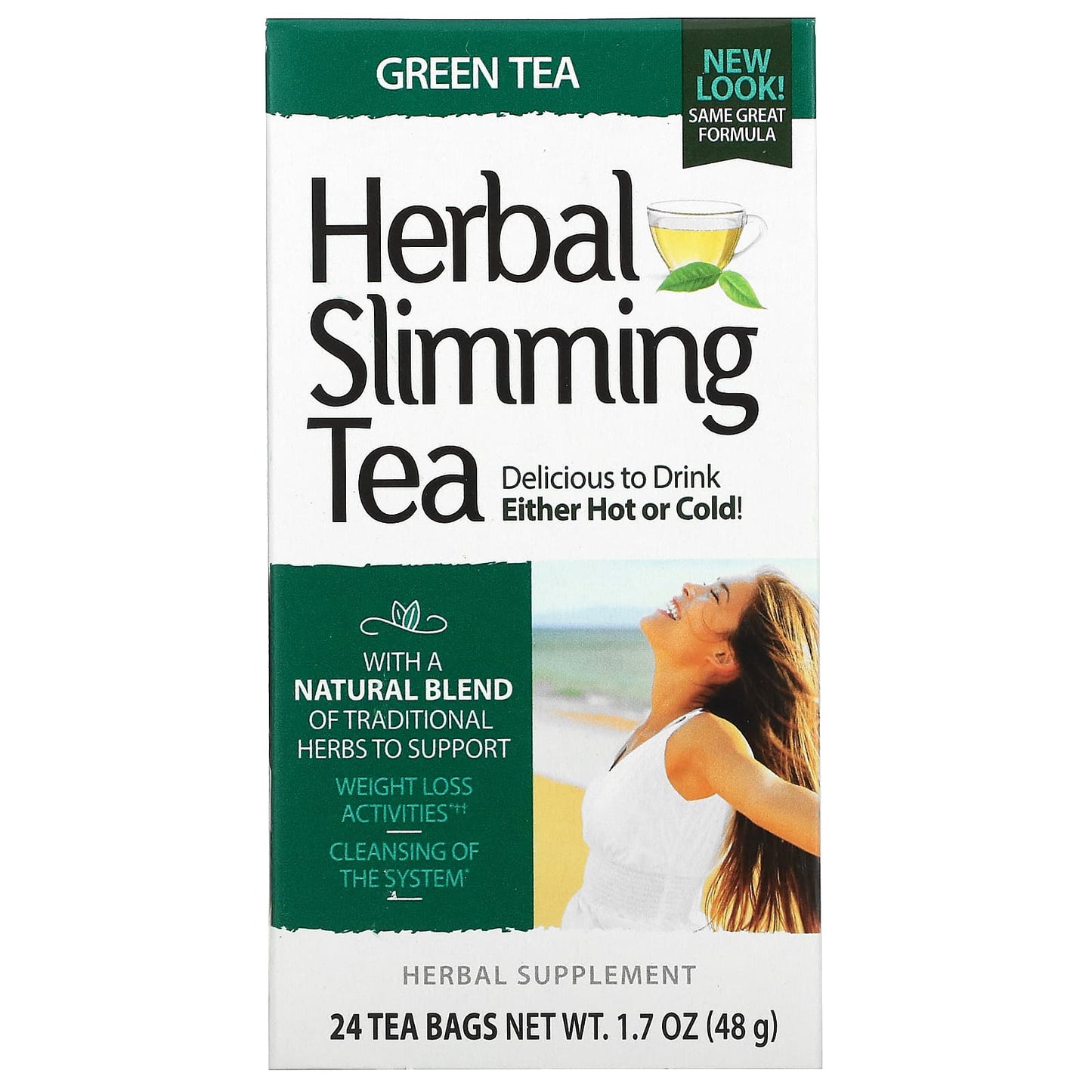 Green Tea Slimming Tea for Weight Loss, 24 Tea Bags - Image 1