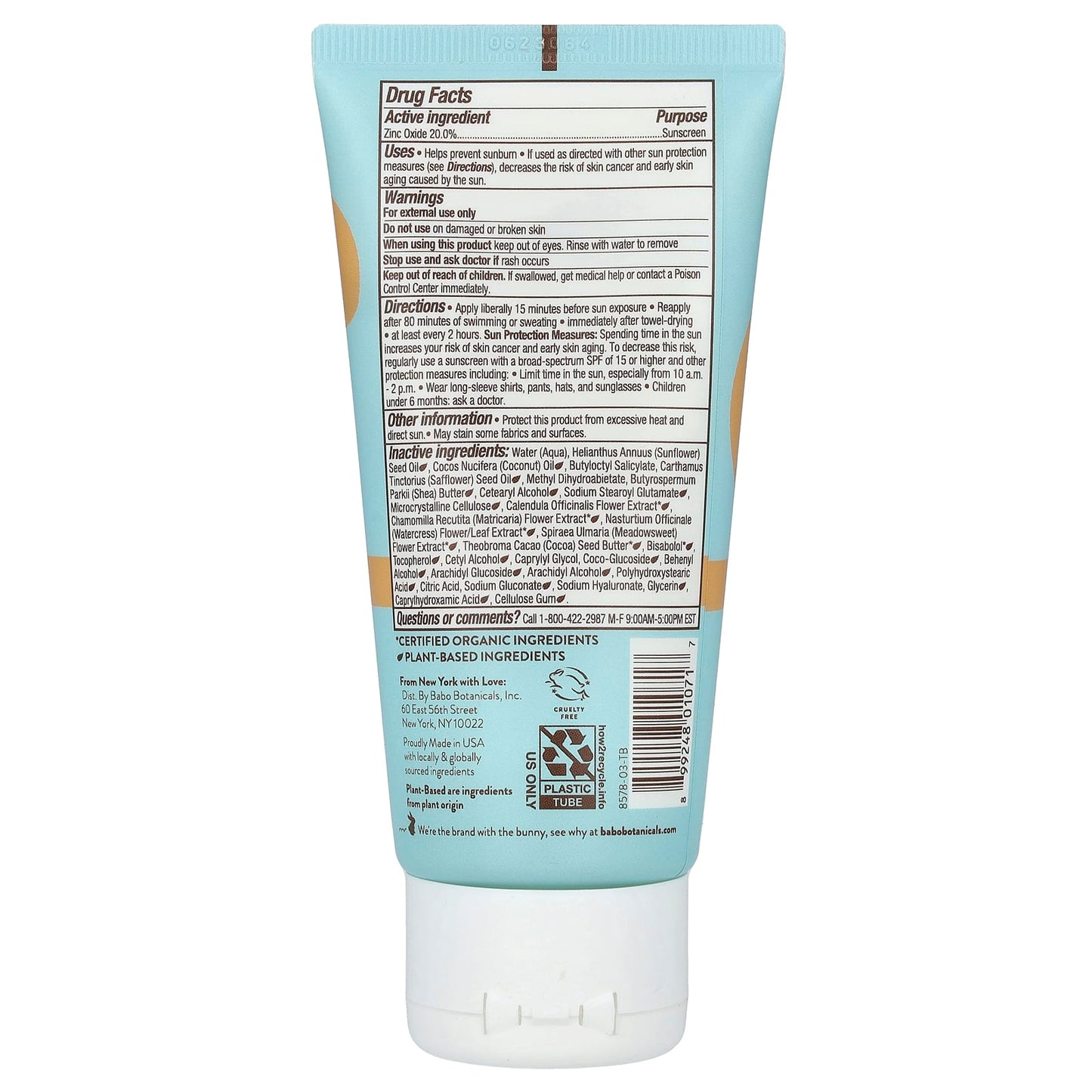 Babo Botanicals Sensitive Baby Mineral Sunscreen Lotion, SPF 50, Fragrance Free, 3 fl oz - Image 2