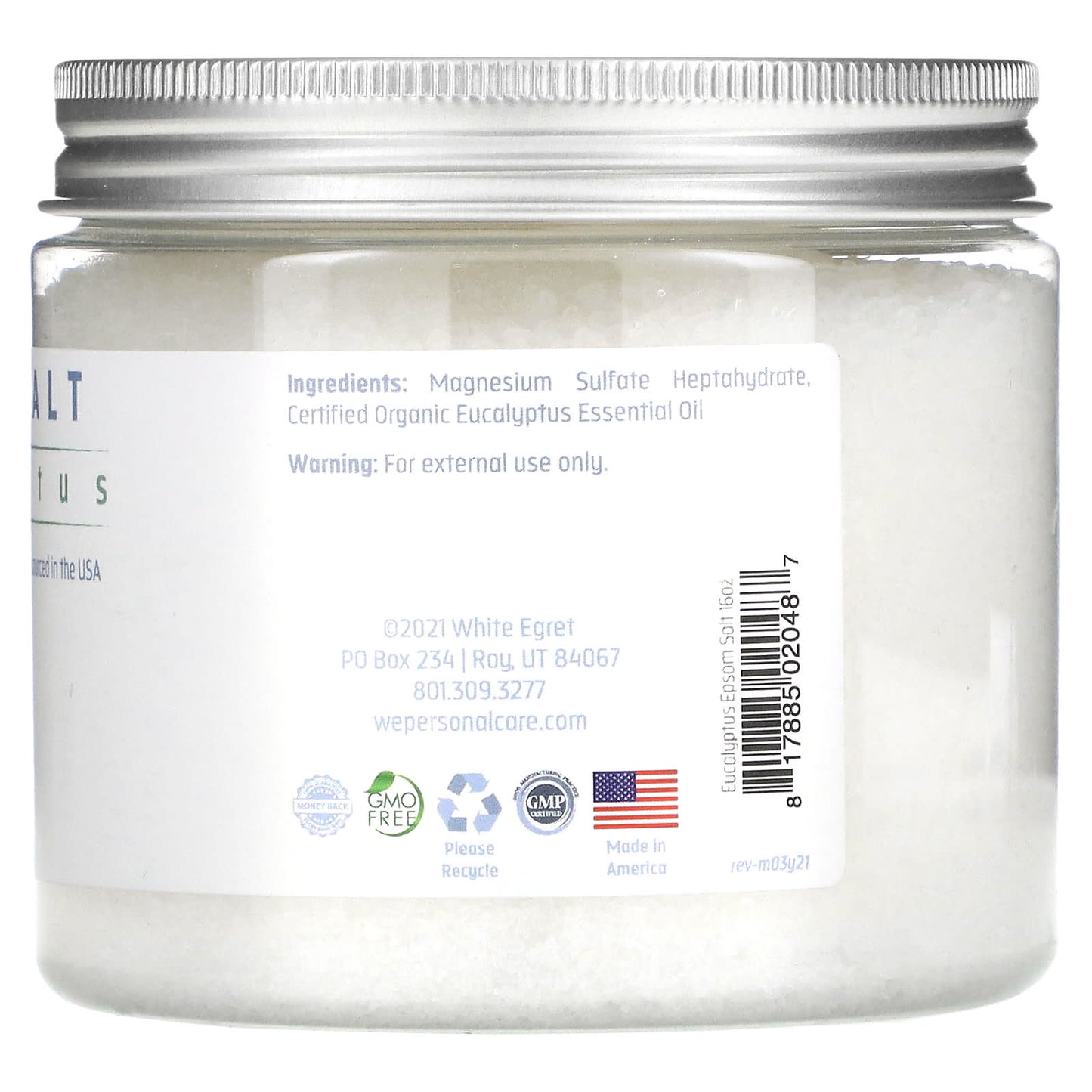White Egret, Epsom Salt, Eucalyptus, 16 oz (454 g) - Image 2