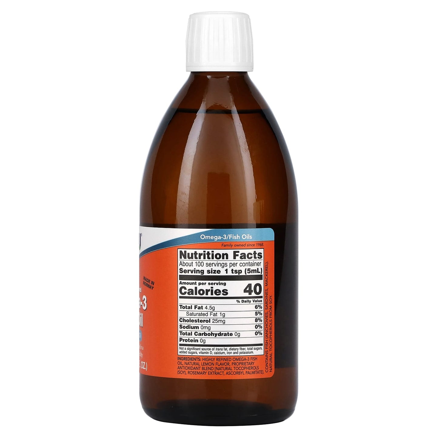 NOW Foods, Omega-3 Fish Oil, Lemon , 16.9 fl oz (500 ml) - Image 2