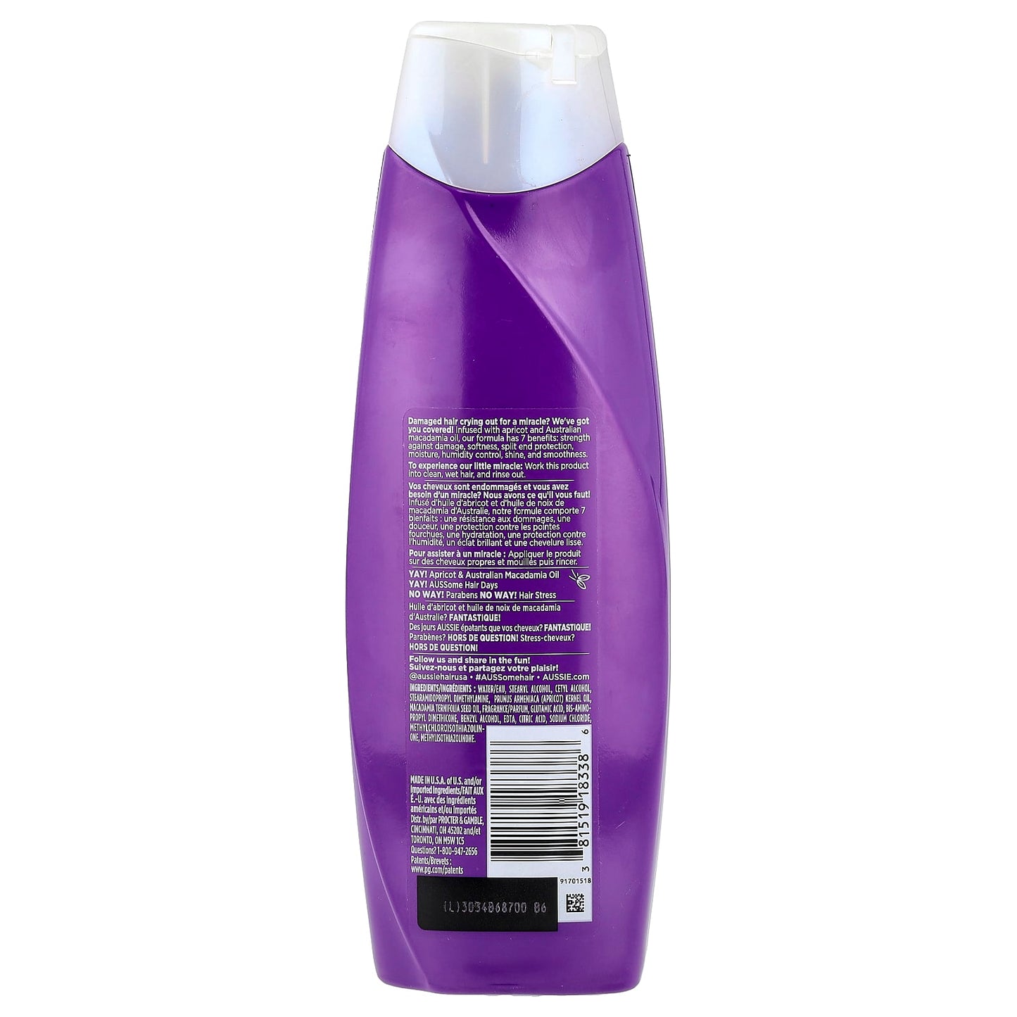 Aussie Total Miracle Conditioner, 7-in-1 with Apricot & Macadamia Oil, 12.1 oz - Image 2