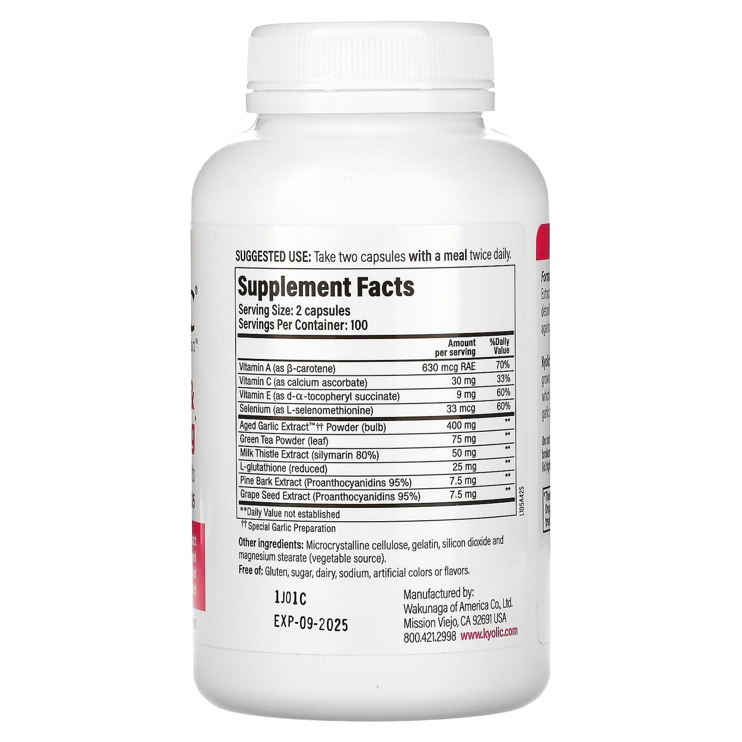 Kyolic, Aged Garlic Extract, Detox & Anti-Aging, Formula 105, 200 Capsules
