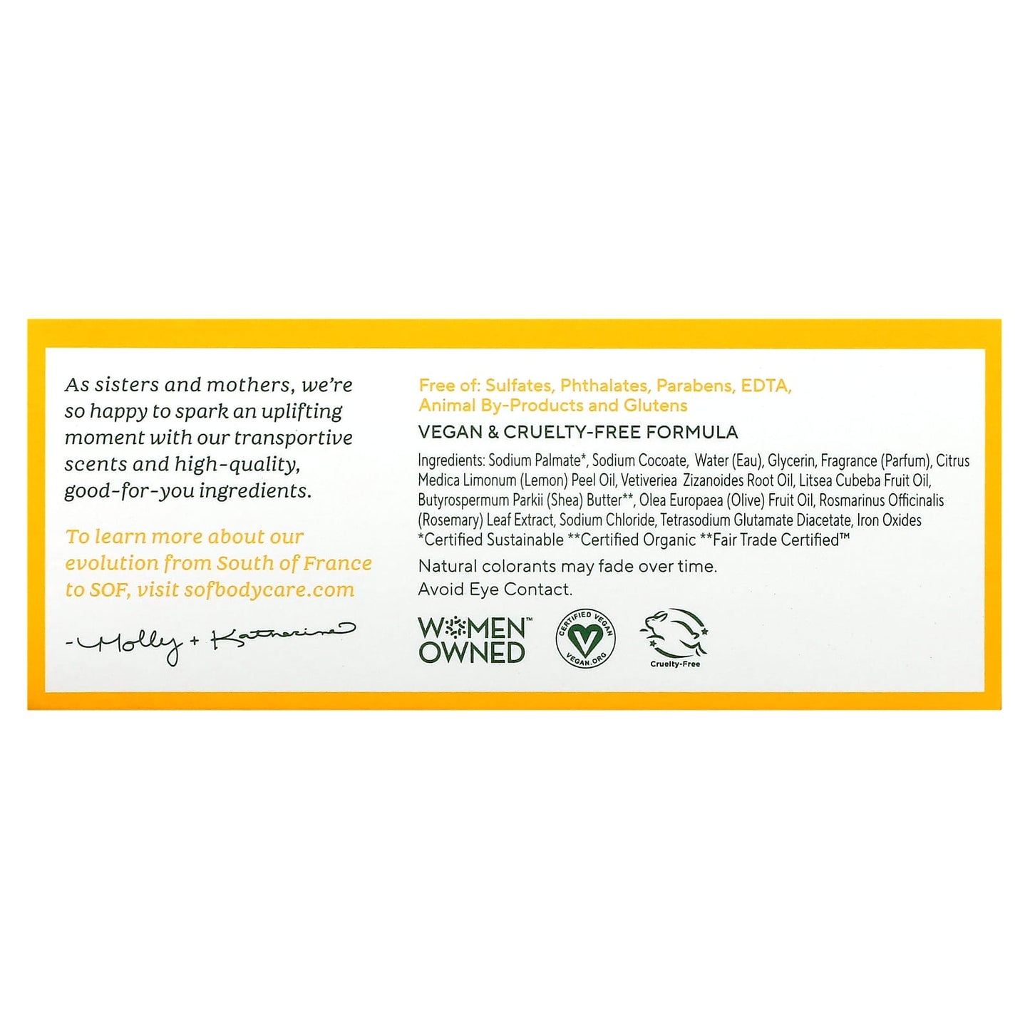 SoF, Triple Milled Bar Soap with Shea Butter, Lemon Verbena, 6 oz (170 g) - Image 2