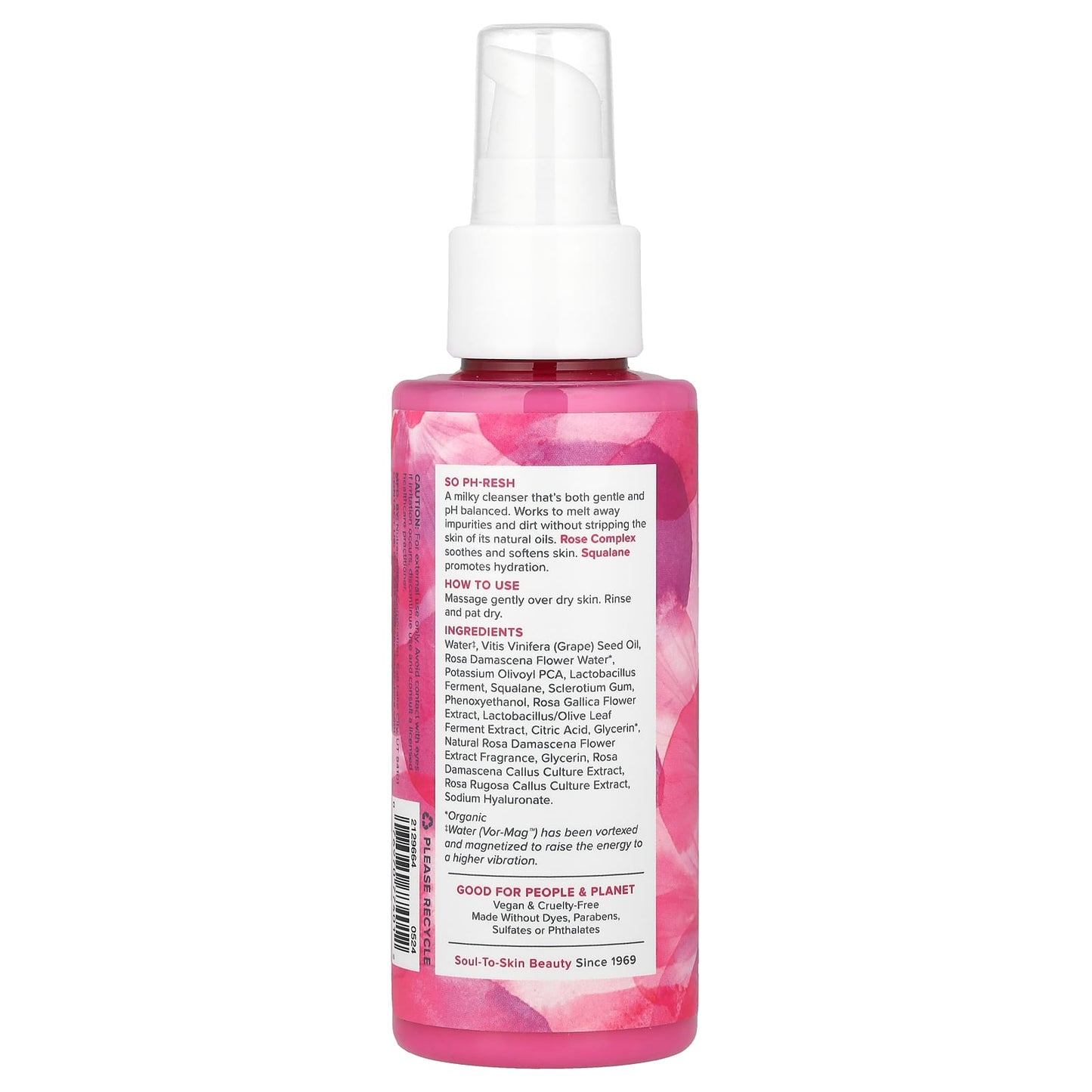 Heritage Store Rosewater Cleanser, Gentle Milk Wash for Dry Skin, 4 fl oz - Image 2