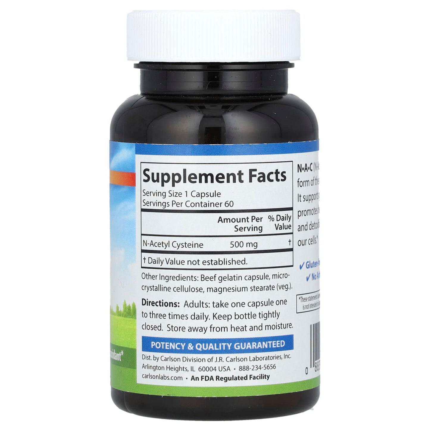 Carlson N-A-C, 500mg, 60 Capsules - Liver Health & Immune Support - Image 2