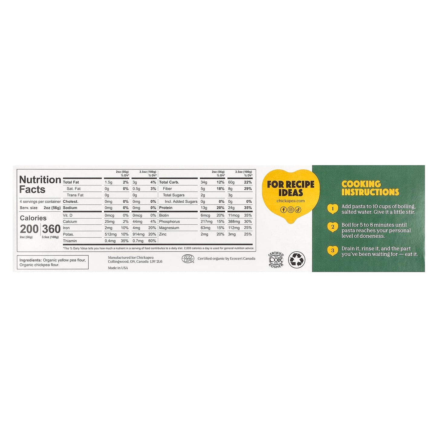 Chickapea, Organic Spaghetti, 8 oz (227 g)