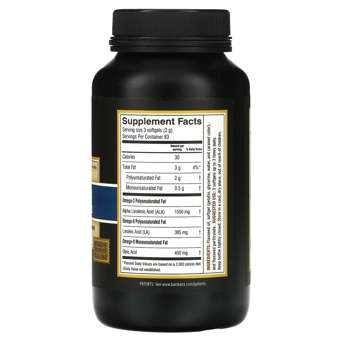 Barleans Lignan Flax Oil for Heart Health - 250 Softgels - Image 2